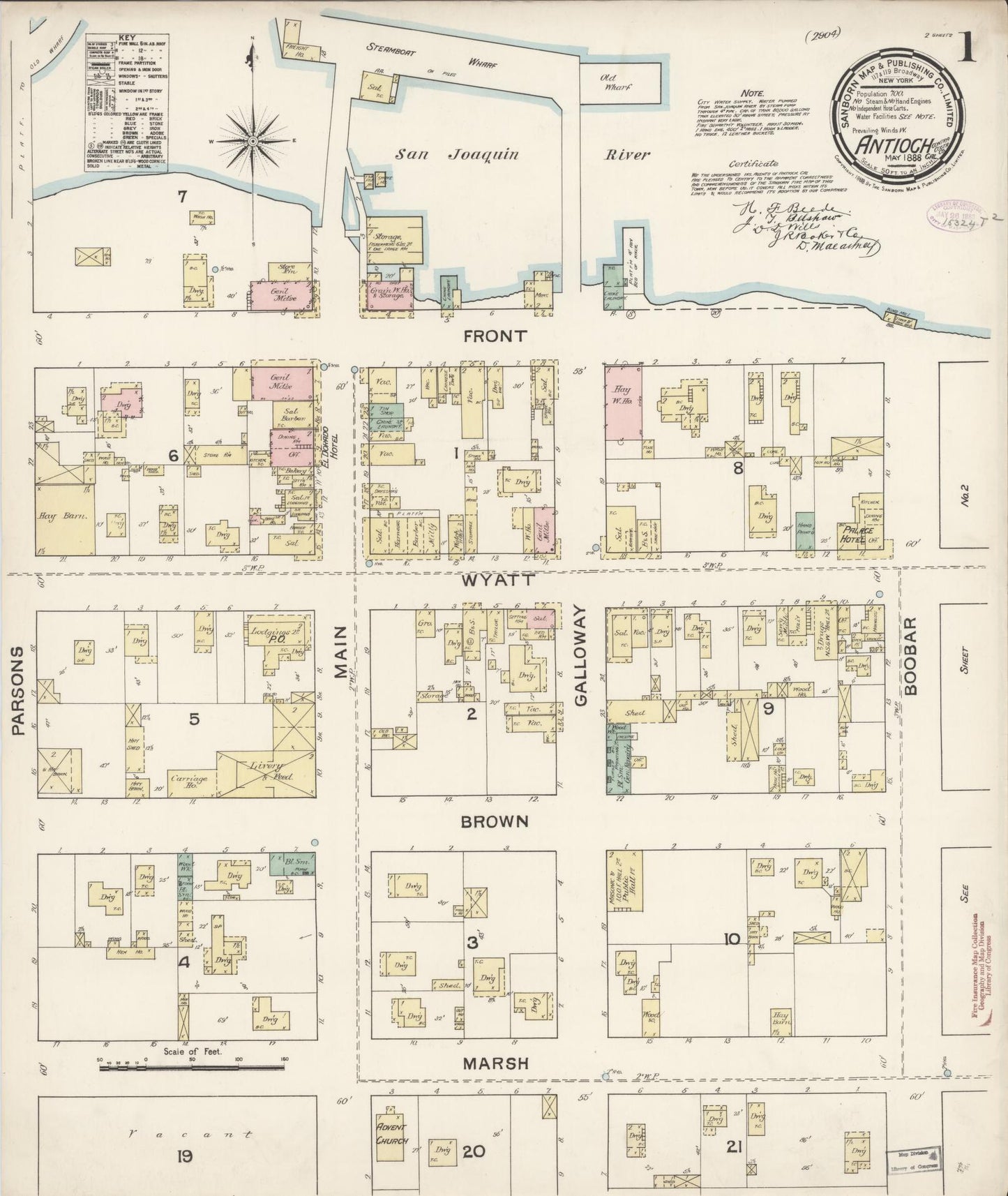 Sanborn Fire Insurance Map from Antioch, Contra Costa County, California (1888), Sheet #0001 - Historic Sanborn Fire Insurance Map Print, vintage old map wall art, antique decor, genealogy gift, California California map
