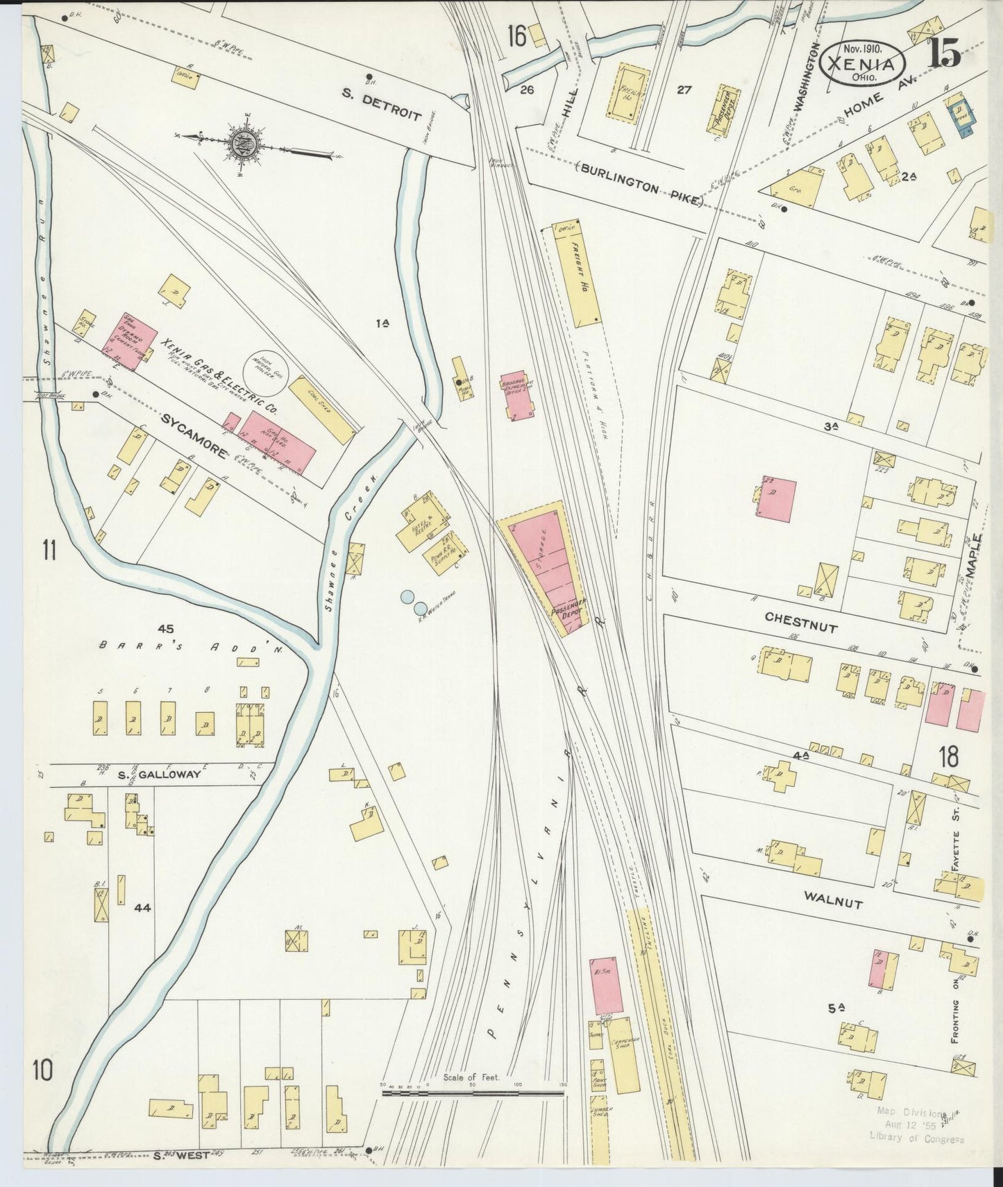 Sanborn Fire Insurance Map from Xenia, Greene County, Ohio (1910), Sheet #0015 - Historic Sanborn Fire Insurance Map Print, vintage old map wall art, antique decor, genealogy gift, Ohio Ohio map