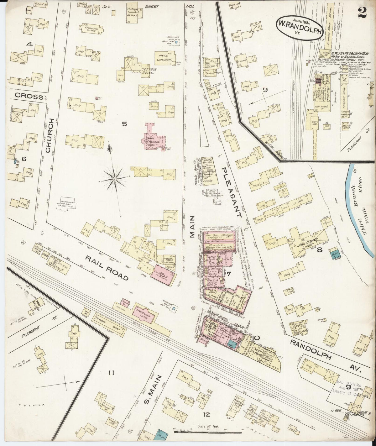 Sanborn Fire Insurance Map from West Randolph, Orange County, Vermont (1885), Sheet #0002 - Complete Map Set gallery image, historic Sanborn map, vintage wall art, Vermont Vermont