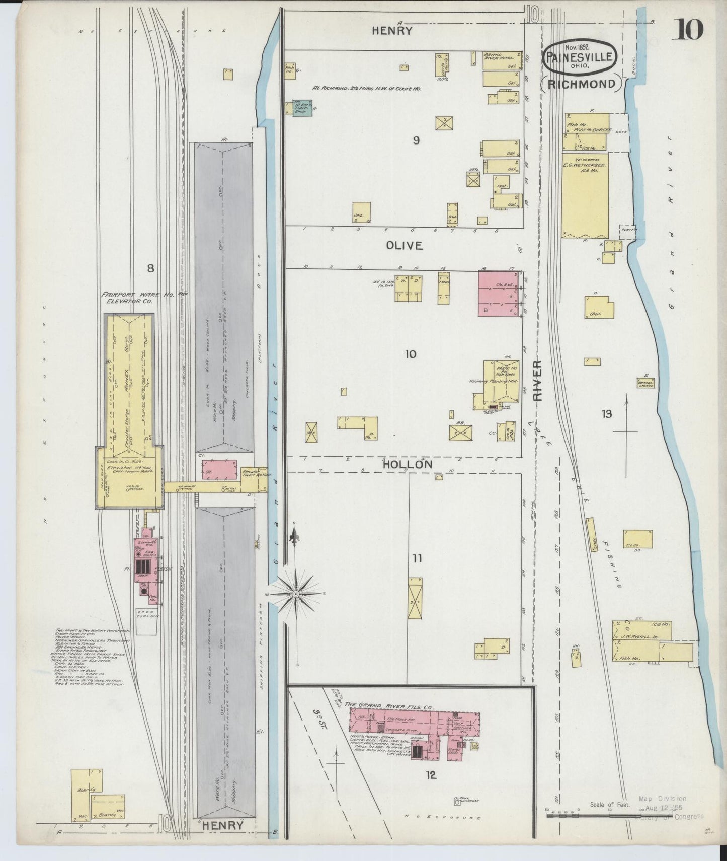 Sanborn Fire Insurance Map from Painesville, Lake County, Ohio (1892), Sheet #0010 - Historic Sanborn Fire Insurance Map Print, vintage old map wall art, antique decor, genealogy gift, Ohio Ohio map