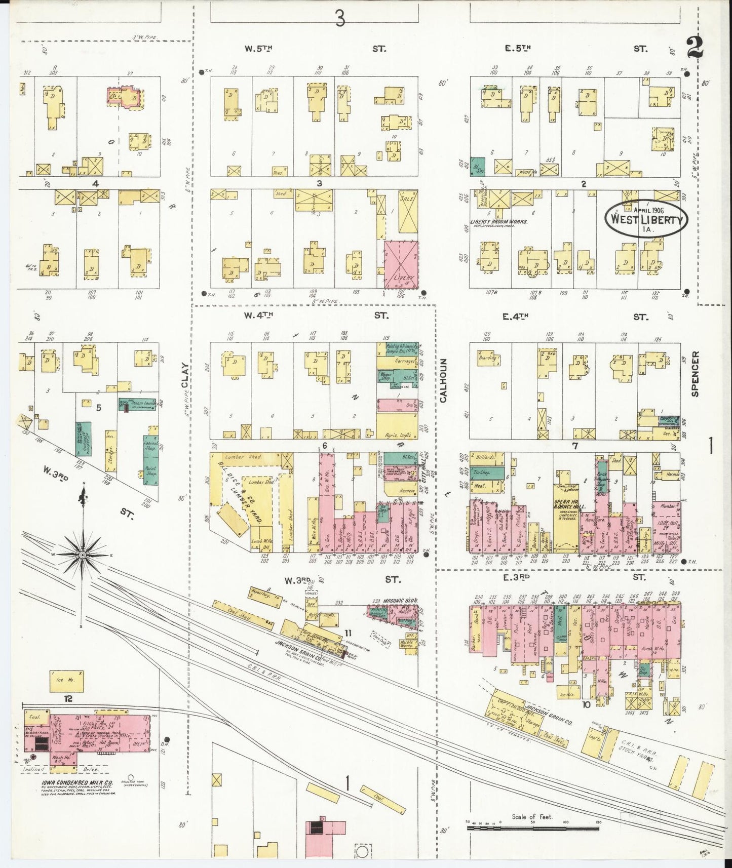 Sanborn Fire Insurance Map from West Liberty, Muscatine County, Iowa (1906), Sheet #0002 - Historic Sanborn Fire Insurance Map Print