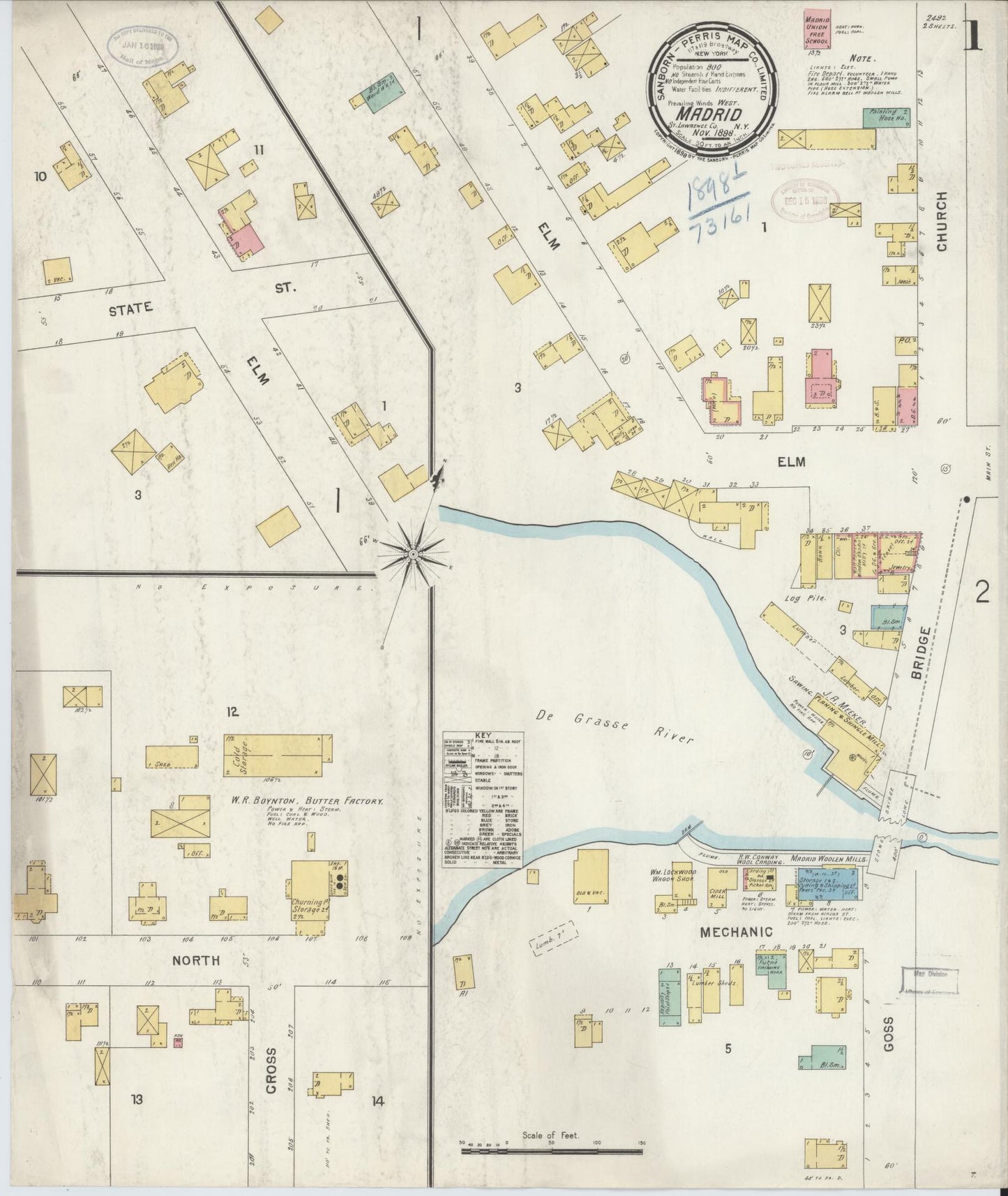 Sanborn Fire Insurance Map from Madrid, St. Lawrence County, New York. (1898) – Historic Sanborn Fire Insurance Map Print