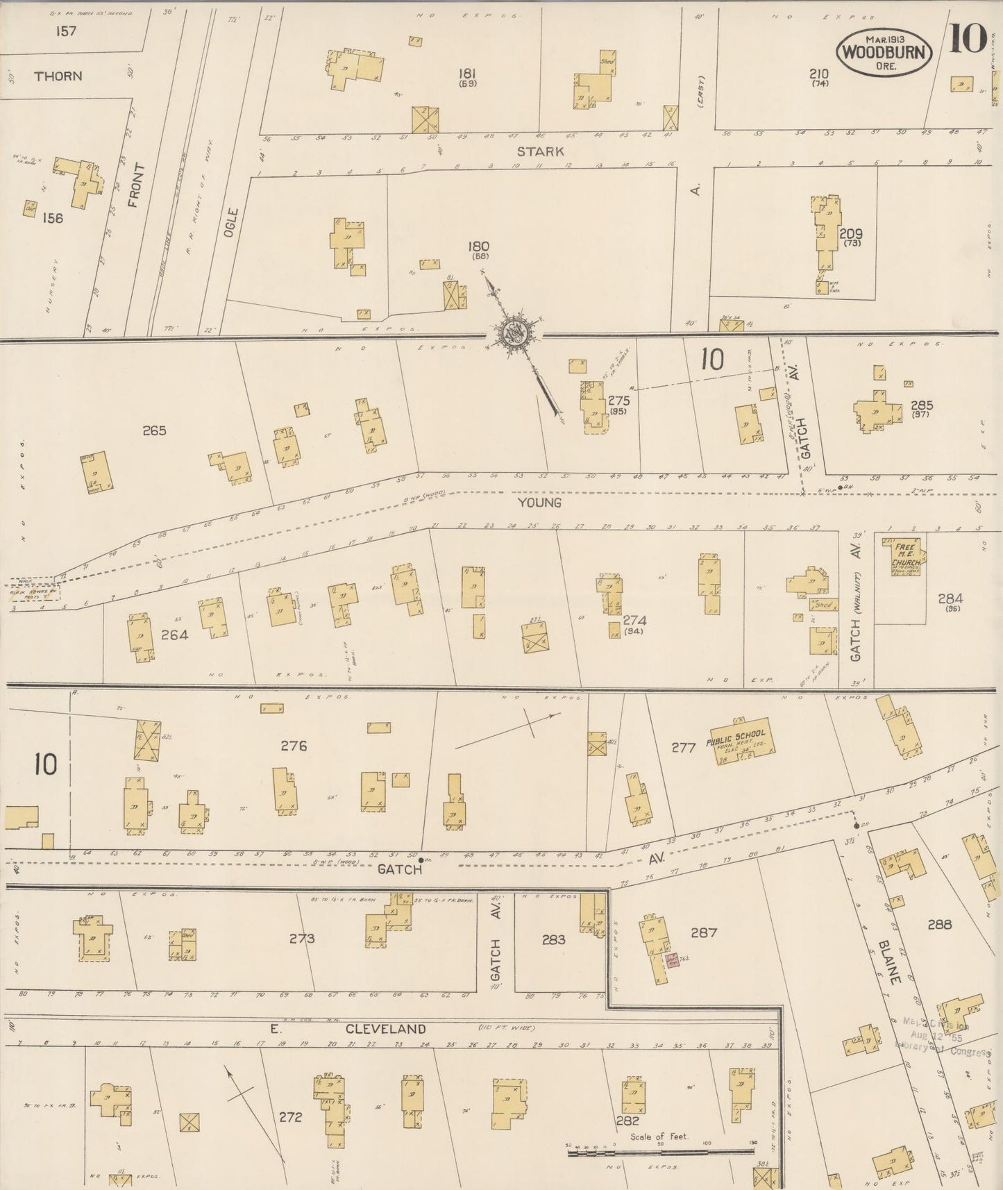 Sanborn Fire Insurance Map from Woodburn, Marion County, Oregon (1913), Sheet #0010 - Complete Map Set gallery image, historic Sanborn map, vintage wall art, Oregon Oregon