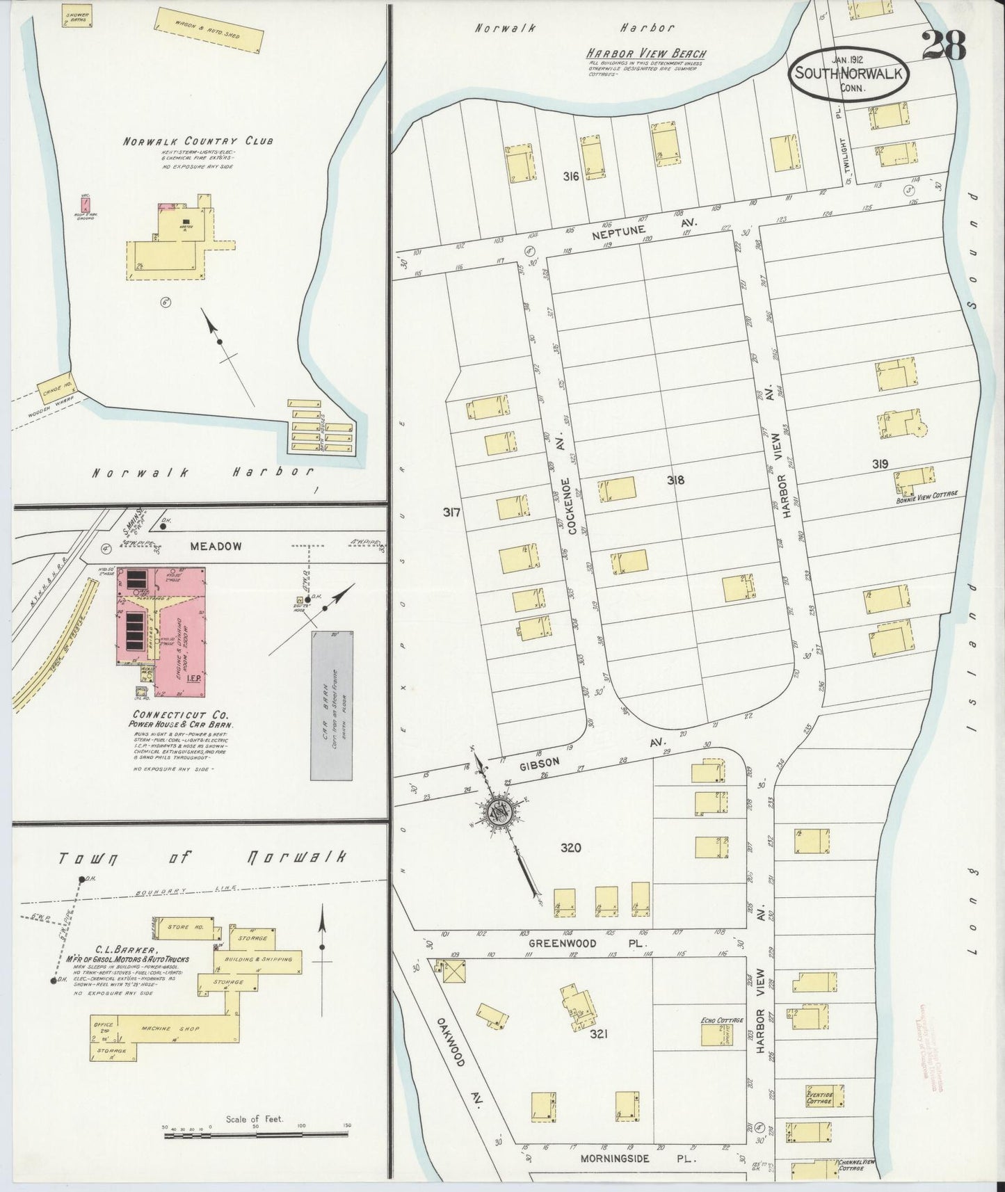 Sanborn Fire Insurance Map from South Norwalk, Fairfield County, Connecticut (1912), Sheet #0028 - Complete Map Set gallery image, historic Sanborn map, vintage wall art, Connecticut Connecticut