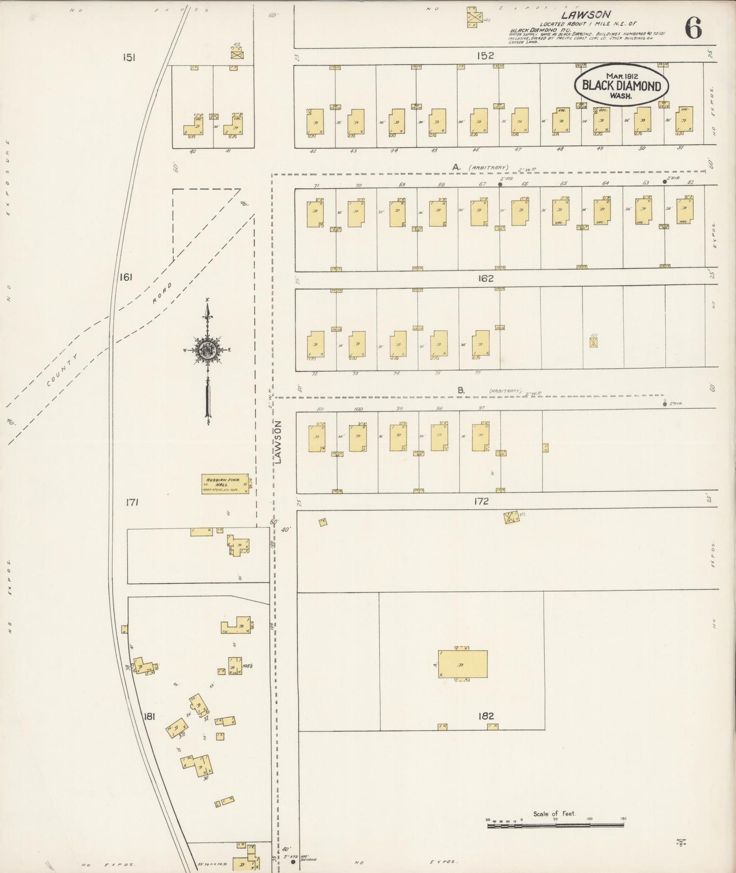 Sanborn Fire Insurance Map from Black Diamond, King County, Washington (1912), Sheet #0006 - Complete Map Set gallery image, historic Sanborn map, vintage wall art, Washington Washington