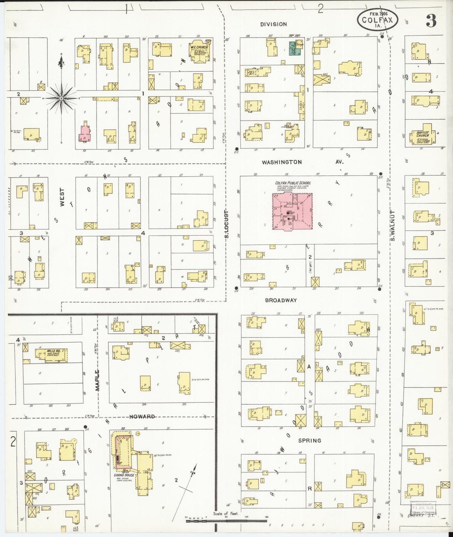 Sanborn Fire Insurance Map from Colfax, Jasper County, Iowa (1906), Sheet #0003 - Historic Sanborn Fire Insurance Map Print, vintage old map wall art