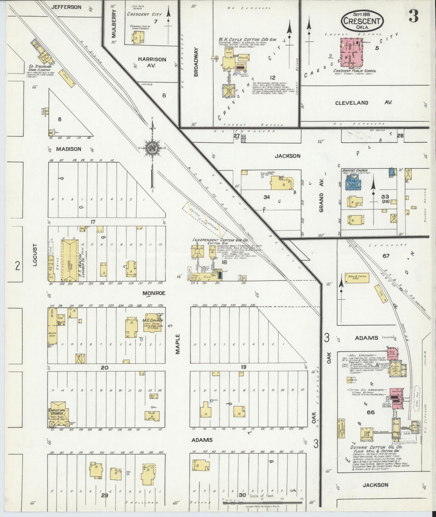 Sanborn Fire Insurance Map from Crescent, Logan County, Oklahoma (1918), Sheet #0003 - Complete Map Set gallery image, historic Sanborn map, vintage wall art, Oklahoma Oklahoma