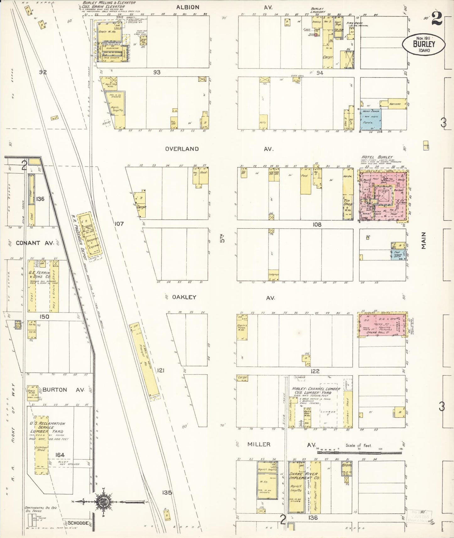 Sanborn Fire Insurance Map from Burley, Cassia County, Idaho (1911), Sheet #0002 - Historic Sanborn Fire Insurance Map Print, vintage old map wall art, antique decor, genealogy gift, Idaho Idaho map