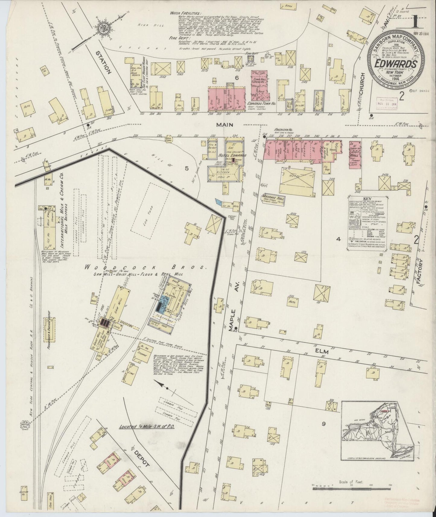 Sanborn Fire Insurance Map from Edwards, Saint Lawrence County, New York. (1914) – Historic Sanborn Fire Insurance Map Print