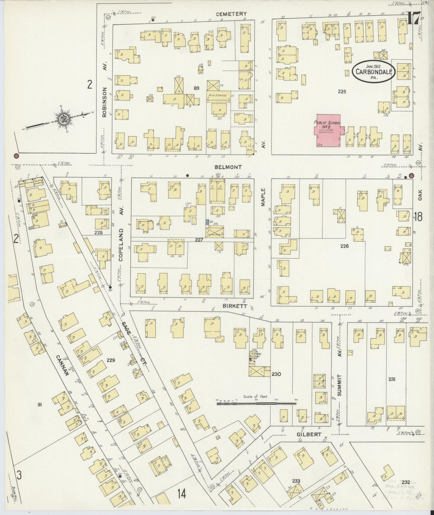 Sanborn Fire Insurance Map from Carbondale, Lackawanna County, Pennsylvania (1912), Sheet #0017 - Historic Sanborn Fire Insurance Map Print, vintage old map wall art, antique decor, genealogy gift, Pennsylvania Pennsylvania map