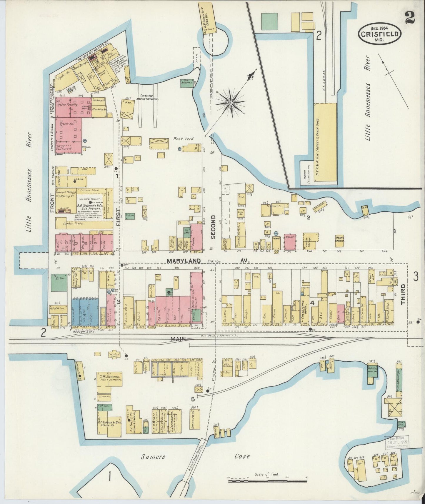 Somerset, Maryland - 1904 - Sanborn Fire Insurance Map, Sheet #0002 - Historic Sanborn Fire Insurance Map Print, Somerset Maryland 1904 0002 vintage old map wall art