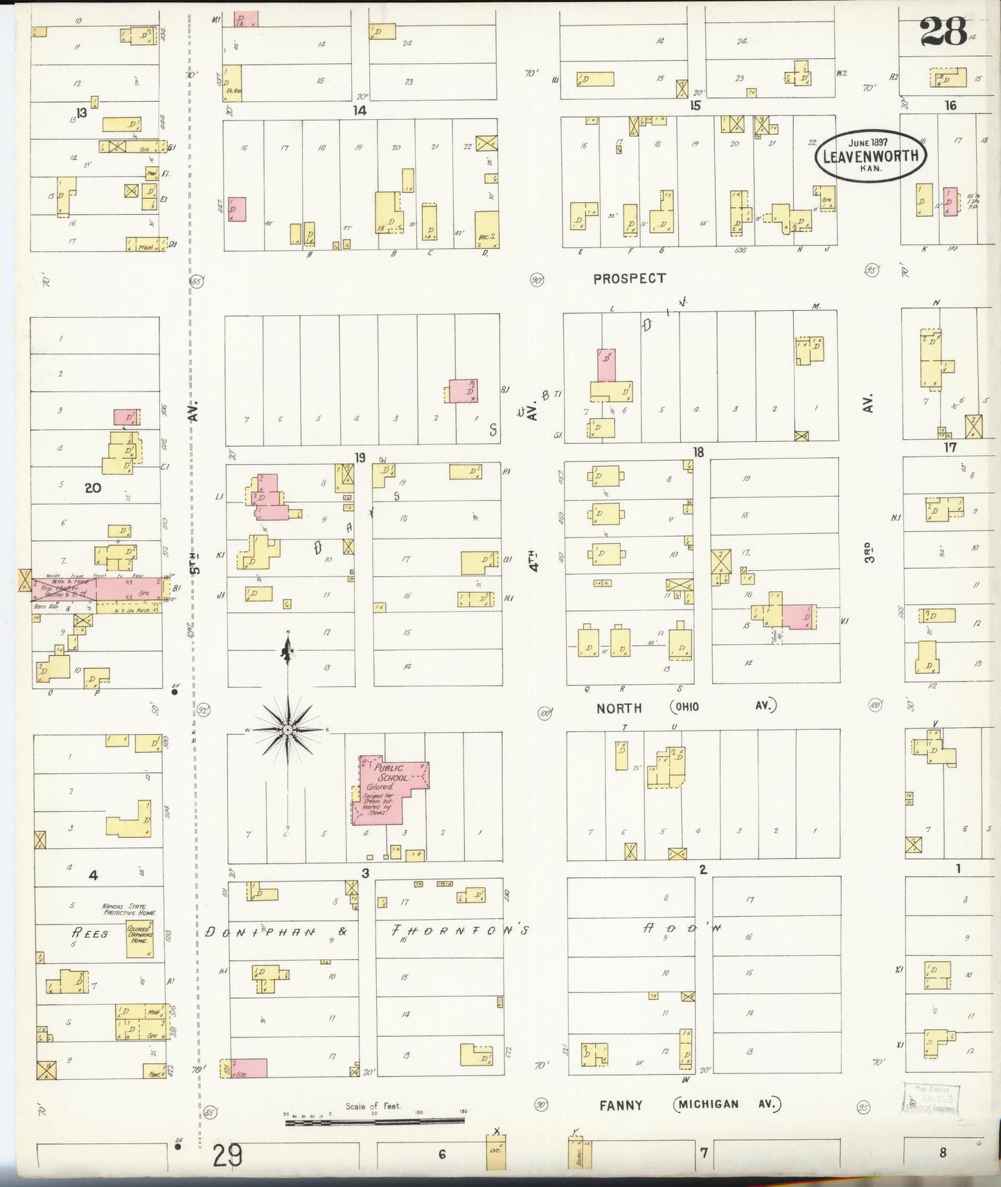 Sanborn Fire Insurance Map from Leavenworth, Leavenworth County, Kansas (1897), Sheet #0029 - Historic Sanborn Fire Insurance Map Print, vintage old map wall art, antique decor, genealogy gift, Kansas Kansas map