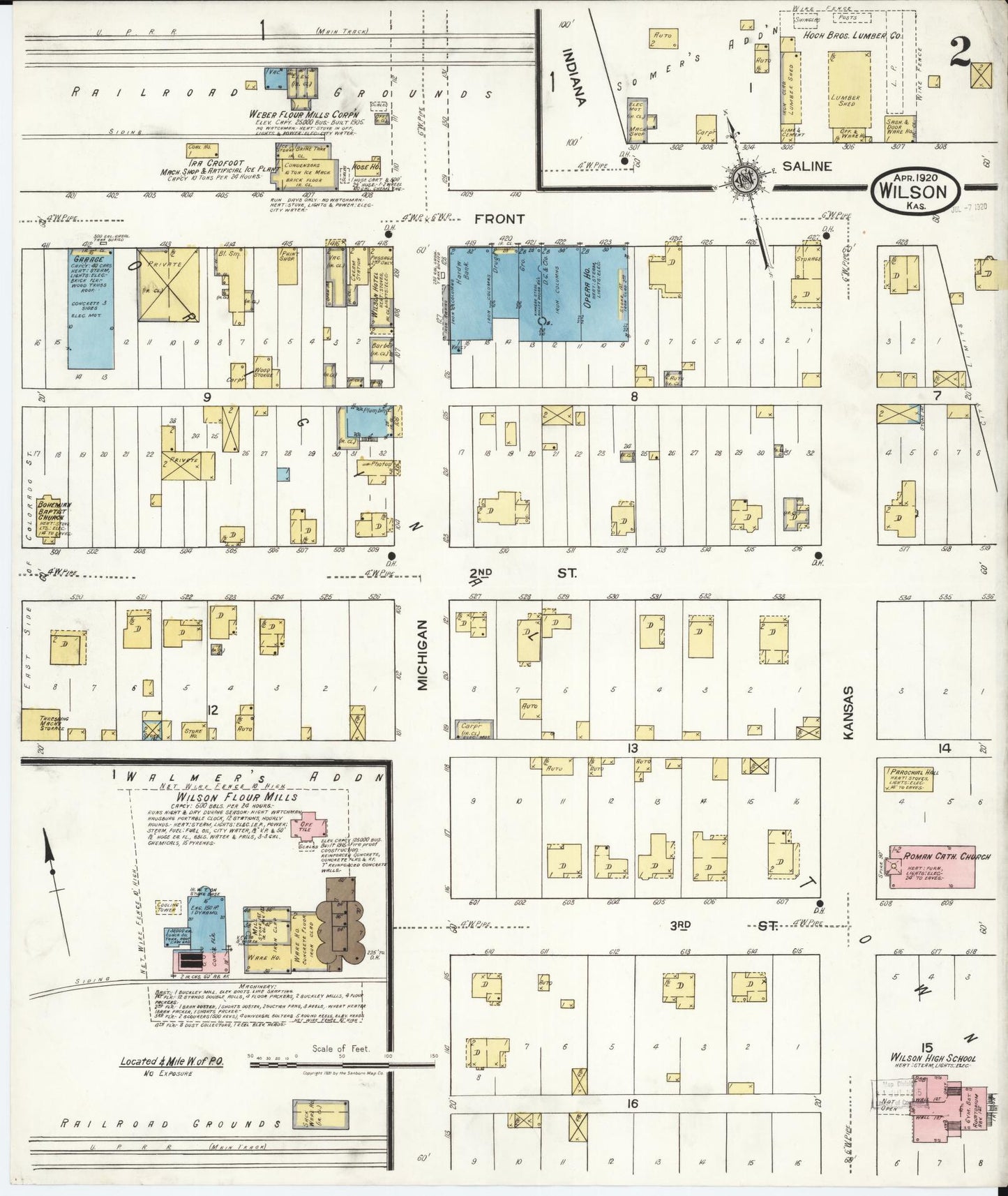 Sanborn Fire Insurance Map from Wilson, Ellsworth County, Kansas (1920), Sheet #0002 - Historic Sanborn Fire Insurance Map Print, vintage old map wall art, antique decor, genealogy gift, Kansas Kansas map