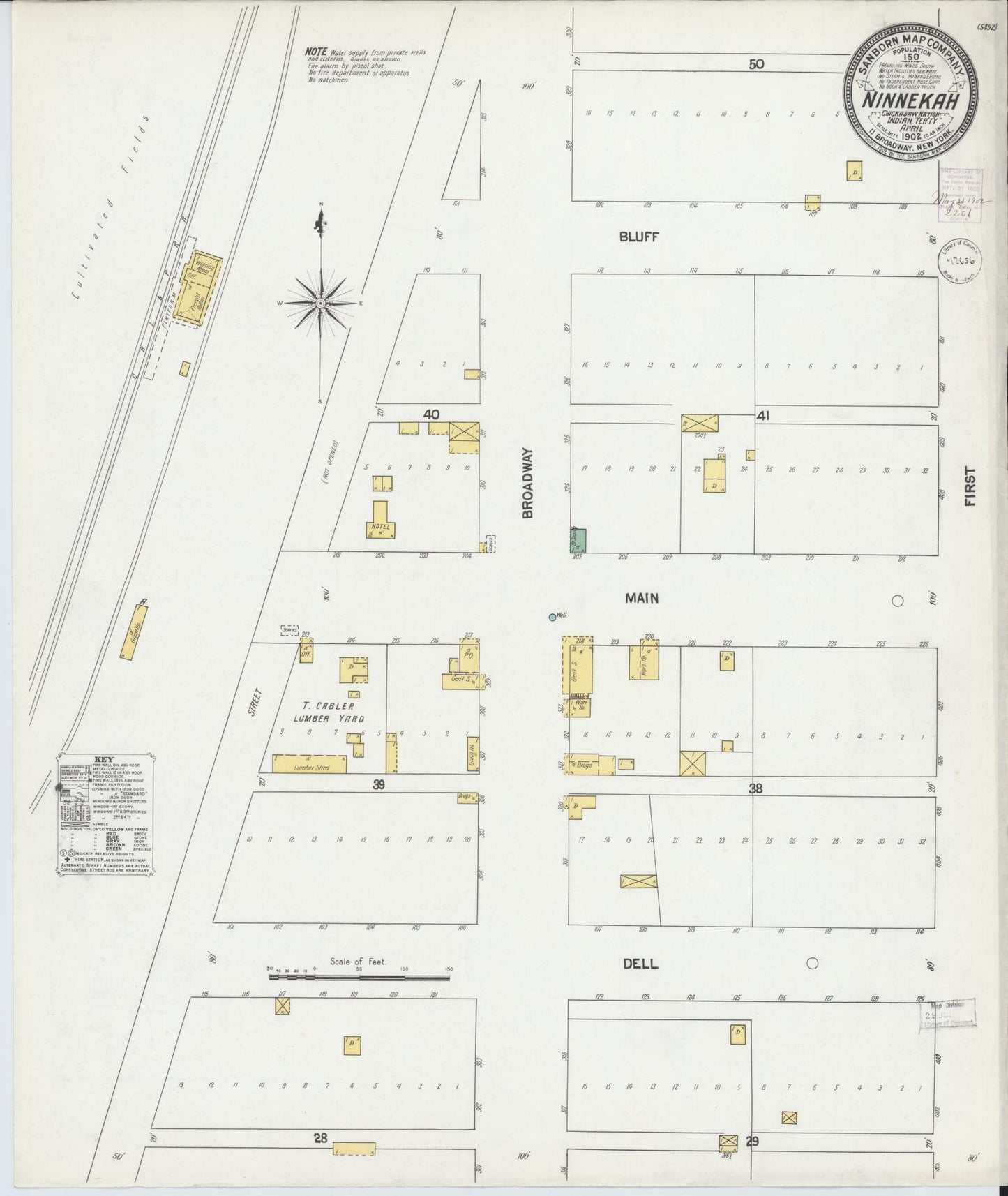 Sanborn Fire Insurance Map from Ninnekah, Grady County, Oklahoma (1902), Sheet #0001 - Historic Sanborn Fire Insurance Map Print, vintage old map wall art, antique decor, genealogy gift, Oklahoma Oklahoma map