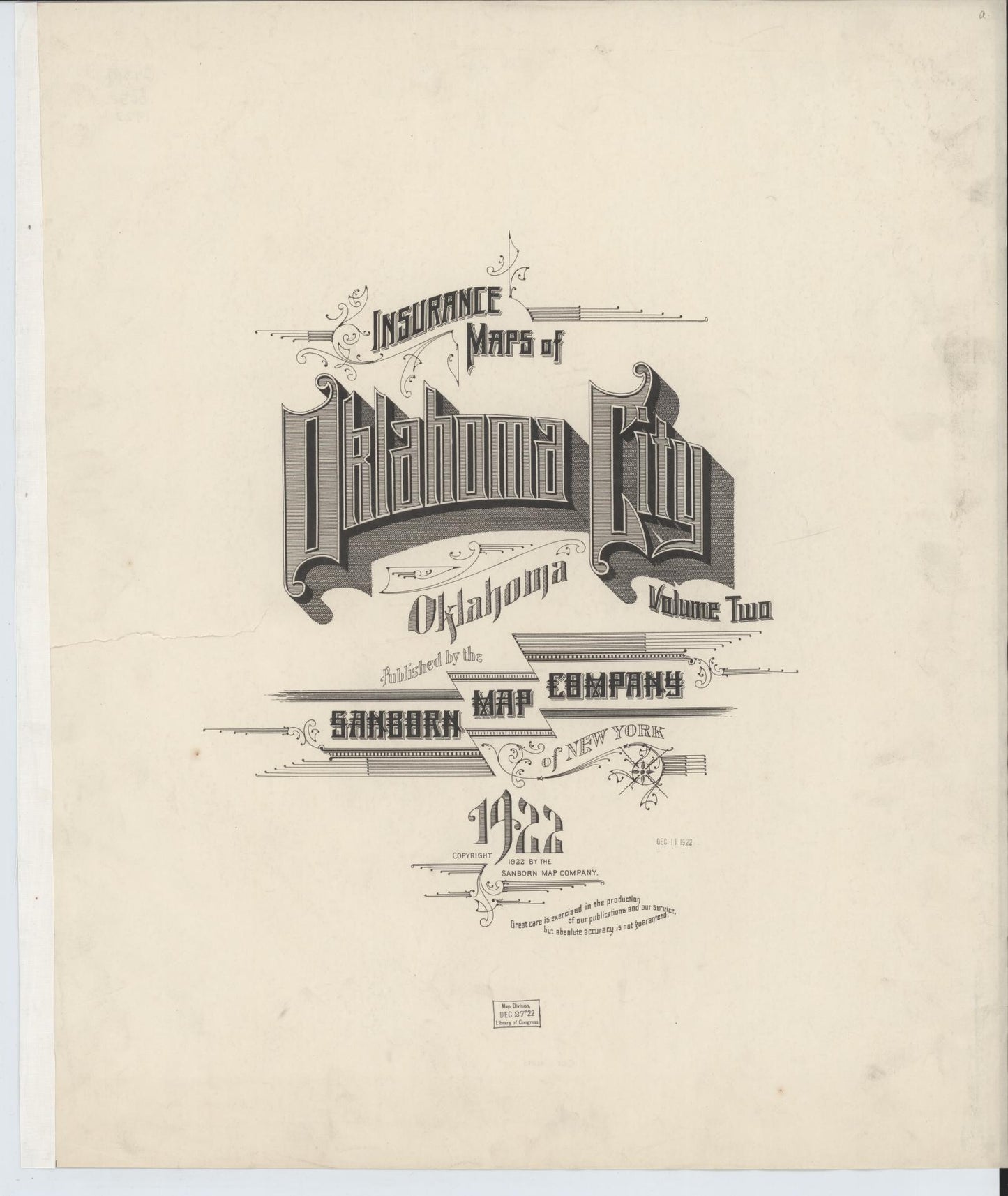 Sanborn Fire Insurance Map from Oklahoma City, Oklahoma County, Oklahoma (1922), Sheet #0001 - Historic Sanborn Fire Insurance Map Print, vintage old map wall art, antique decor, genealogy gift, Oklahoma City Oklahoma map