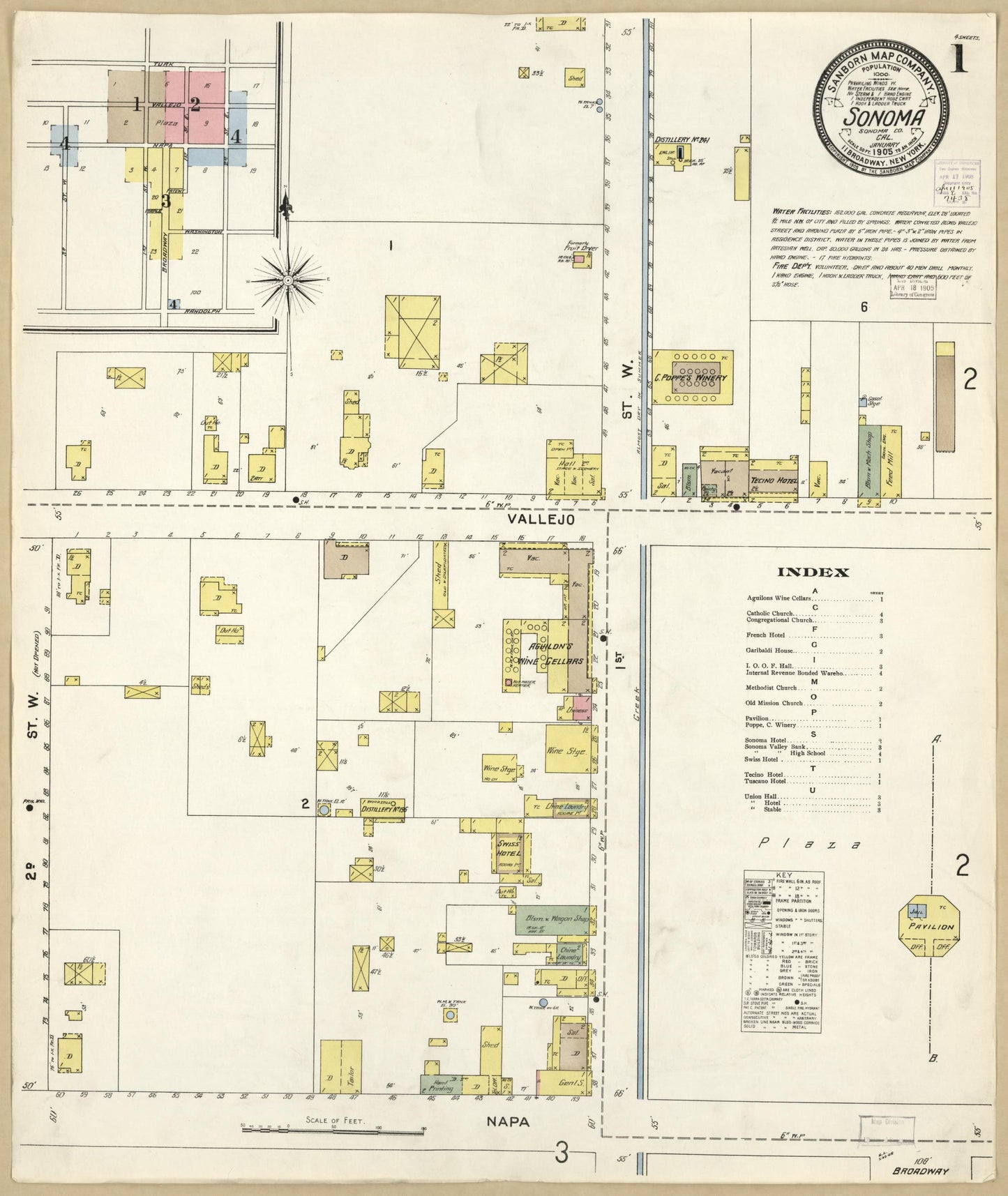 Sanborn Fire Insurance Map from Sonoma, Sonoma County, California. (1905) – Historic Sanborn Fire Insurance Map Print