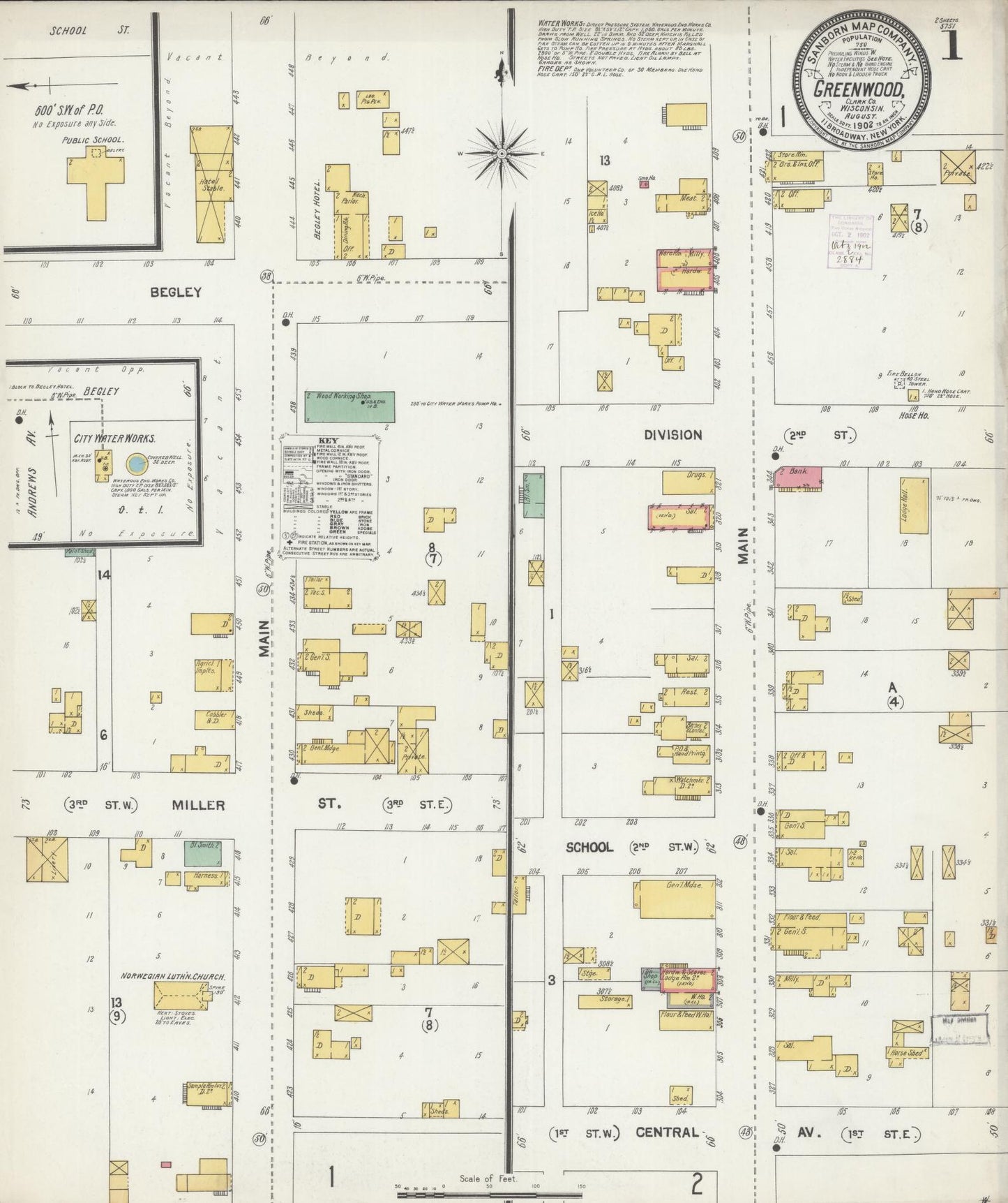 Sanborn Fire Insurance Map from Greenwood, Clark County, Wisconsin (1902), Sheet #0001 - Historic Sanborn Fire Insurance Map Print, vintage old map wall art, antique decor, genealogy gift, Wisconsin Wisconsin map