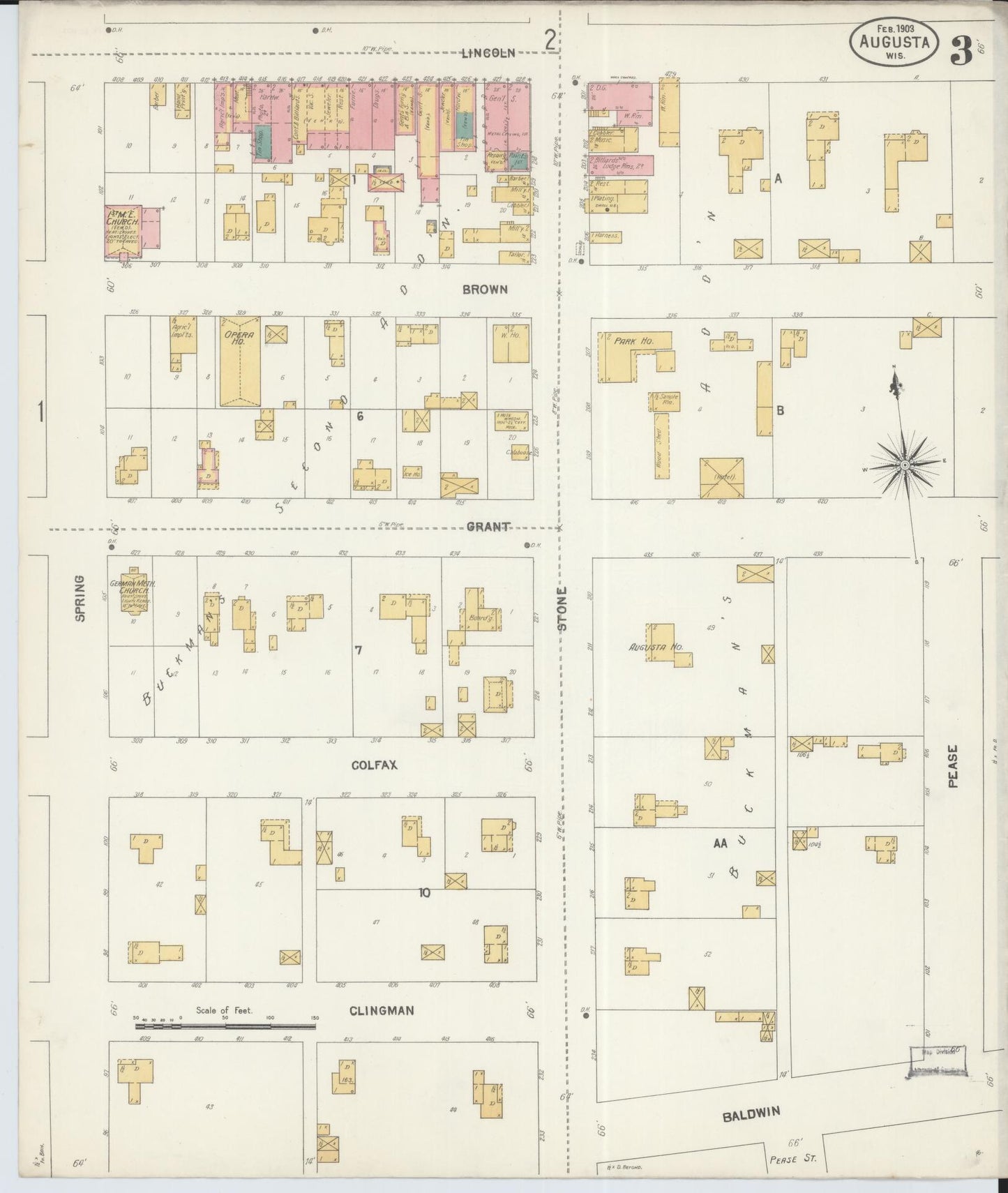 Sanborn Fire Insurance Map from Augusta, Eau Claire County, Wisconsin (1903), Sheet #0003 - Complete Map Set gallery image, historic Sanborn map, vintage wall art, Wisconsin Wisconsin