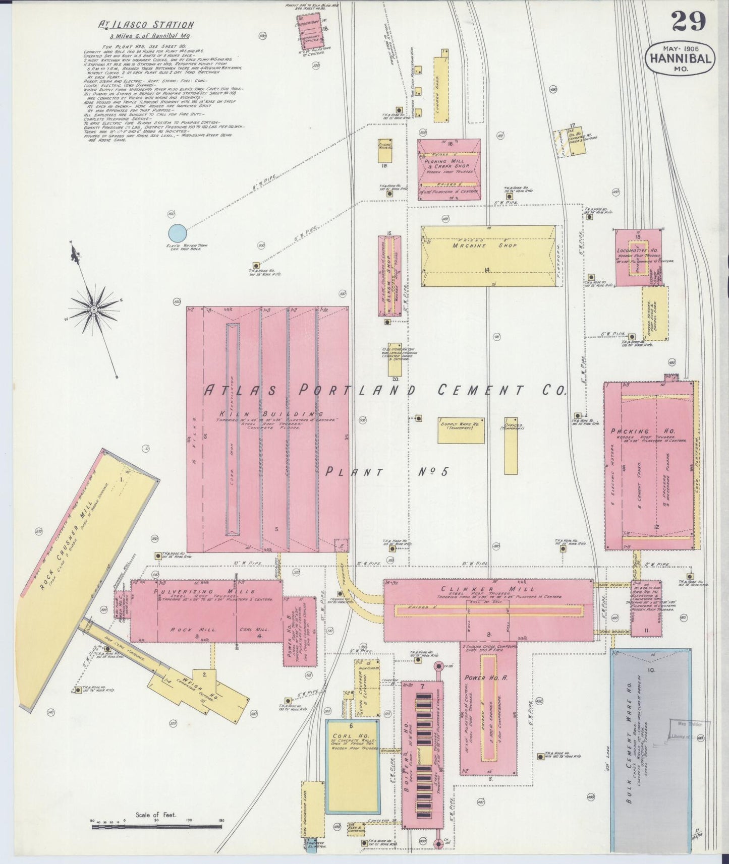 Sanborn Fire Insurance Map from Hannibal, Marion County, Missouri (1906), Sheet #0029 - Historic Sanborn Fire Insurance Map Print, vintage old map wall art, antique decor, genealogy gift, Missouri Missouri map