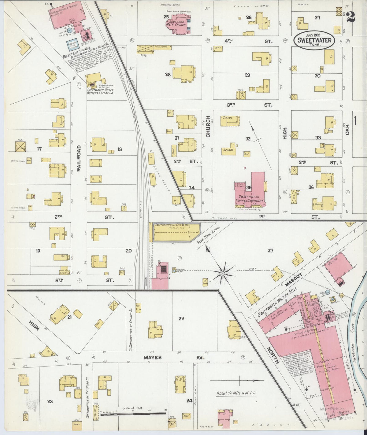 Sanborn Fire Insurance Map from Sweetwater, Monroe County, Tennessee (1902), Sheet #0002 - Complete Map Set gallery image, historic Sanborn map, vintage wall art, Tennessee Tennessee