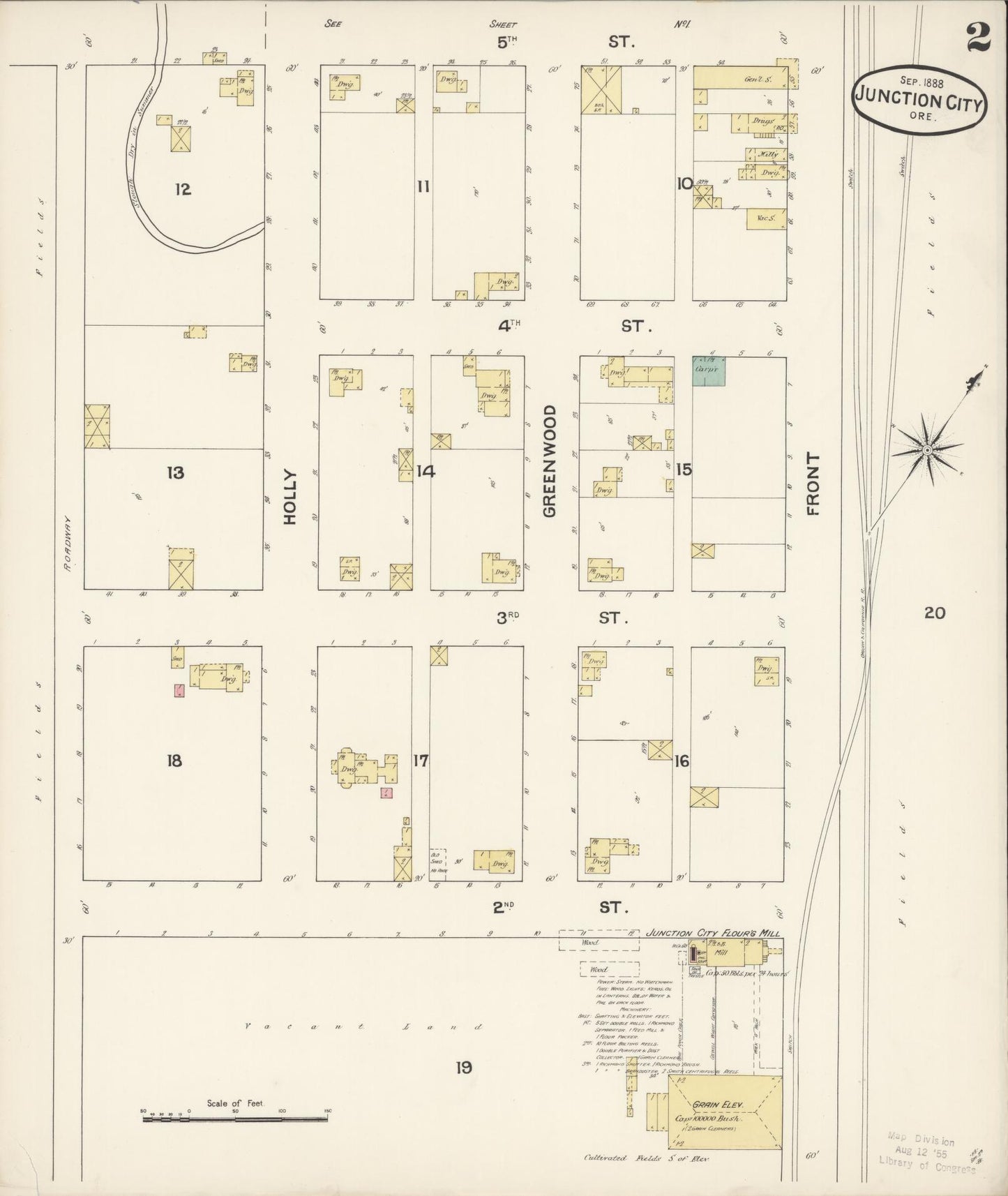 Sanborn Fire Insurance Map from Junction City, Lane County, Oregon (1888), Sheet #0002 - Historic Sanborn Fire Insurance Map Print, vintage old map wall art, antique decor, genealogy gift, Oregon Oregon map