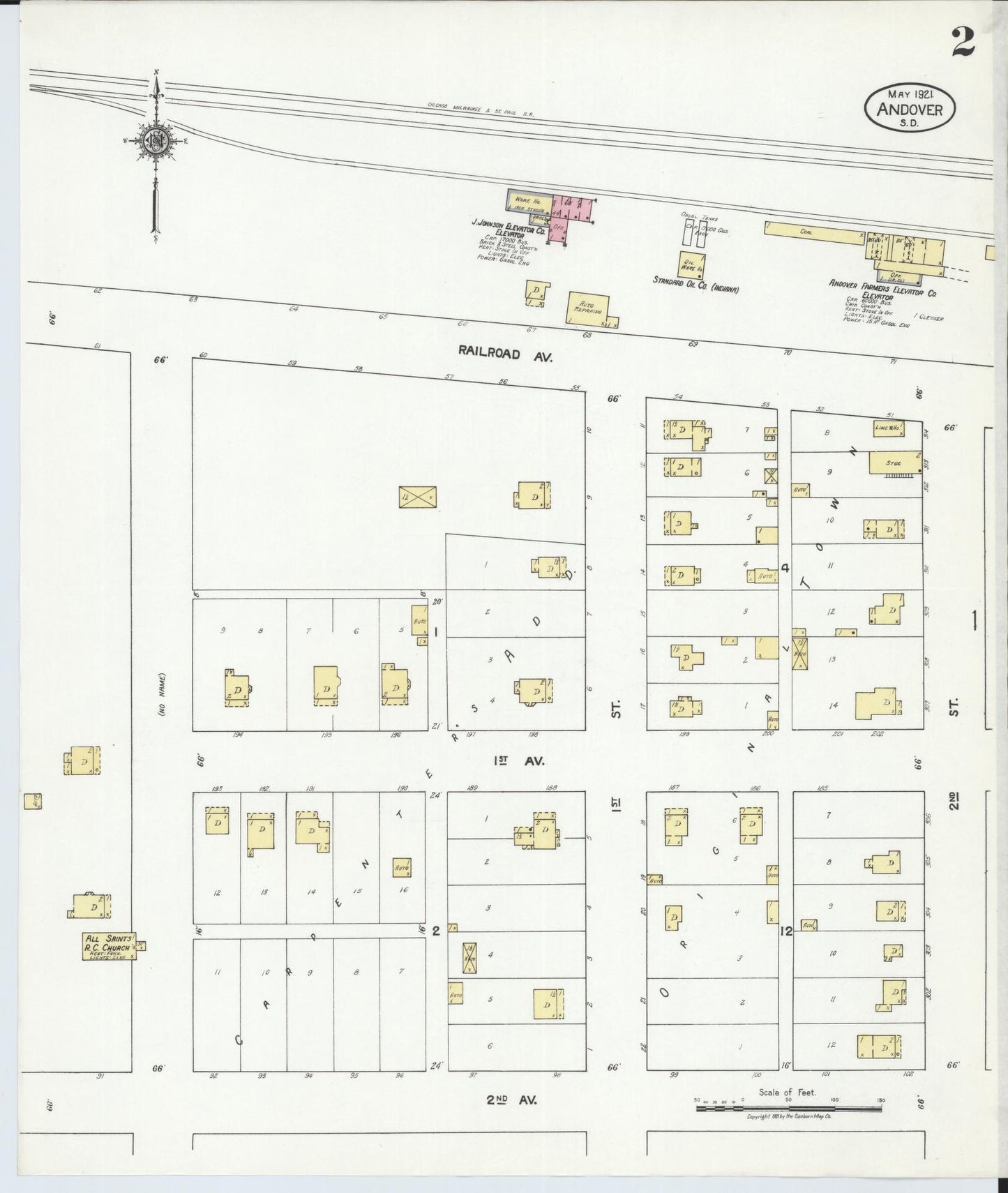 Sanborn Fire Insurance Map from Andover, Day County, South Dakota (1921), Sheet #0002 - Complete Map Set gallery image, historic Sanborn map, vintage wall art, South Dakota South Dakota