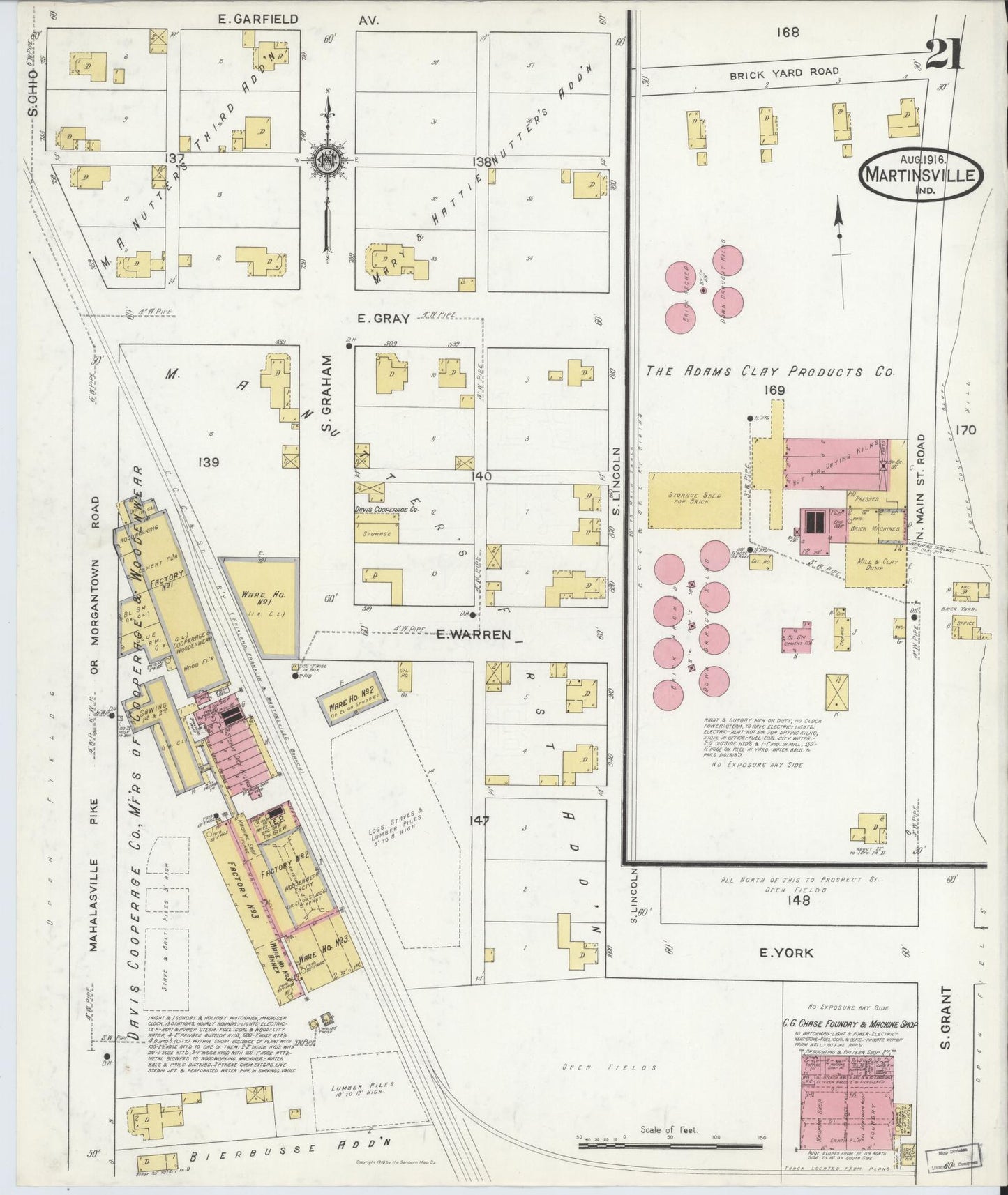 Sanborn Fire Insurance Map from Martinsville, Morgan County, Indiana (1916), Sheet #0021 - Complete Map Set gallery image, historic Sanborn map, vintage wall art, Indiana Indiana