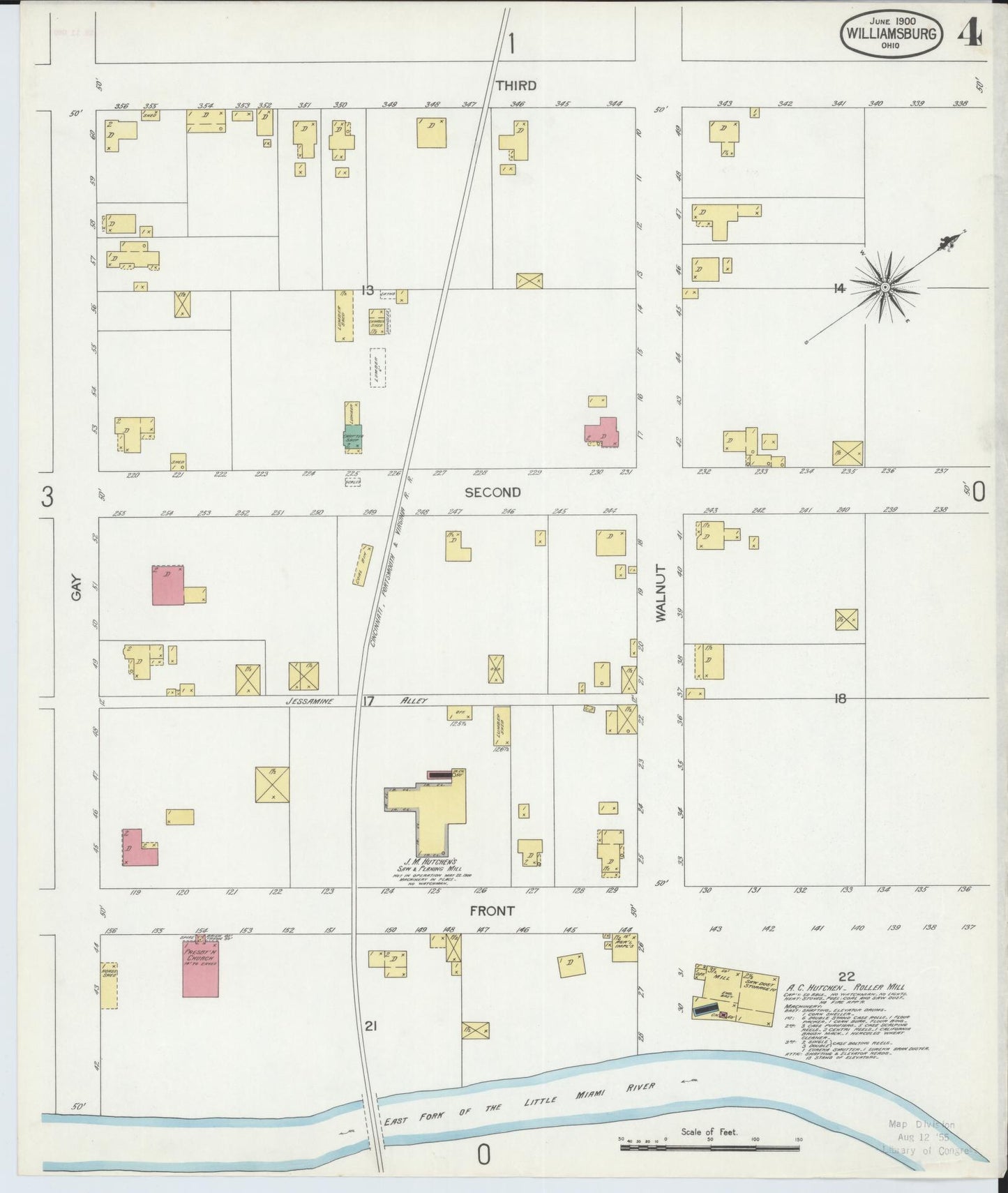 Sanborn Fire Insurance Map from Williamsburg, Clermont County, Ohio (1900), Sheet #0004 - Complete Map Set gallery image, historic Sanborn map, vintage wall art, Ohio Ohio
