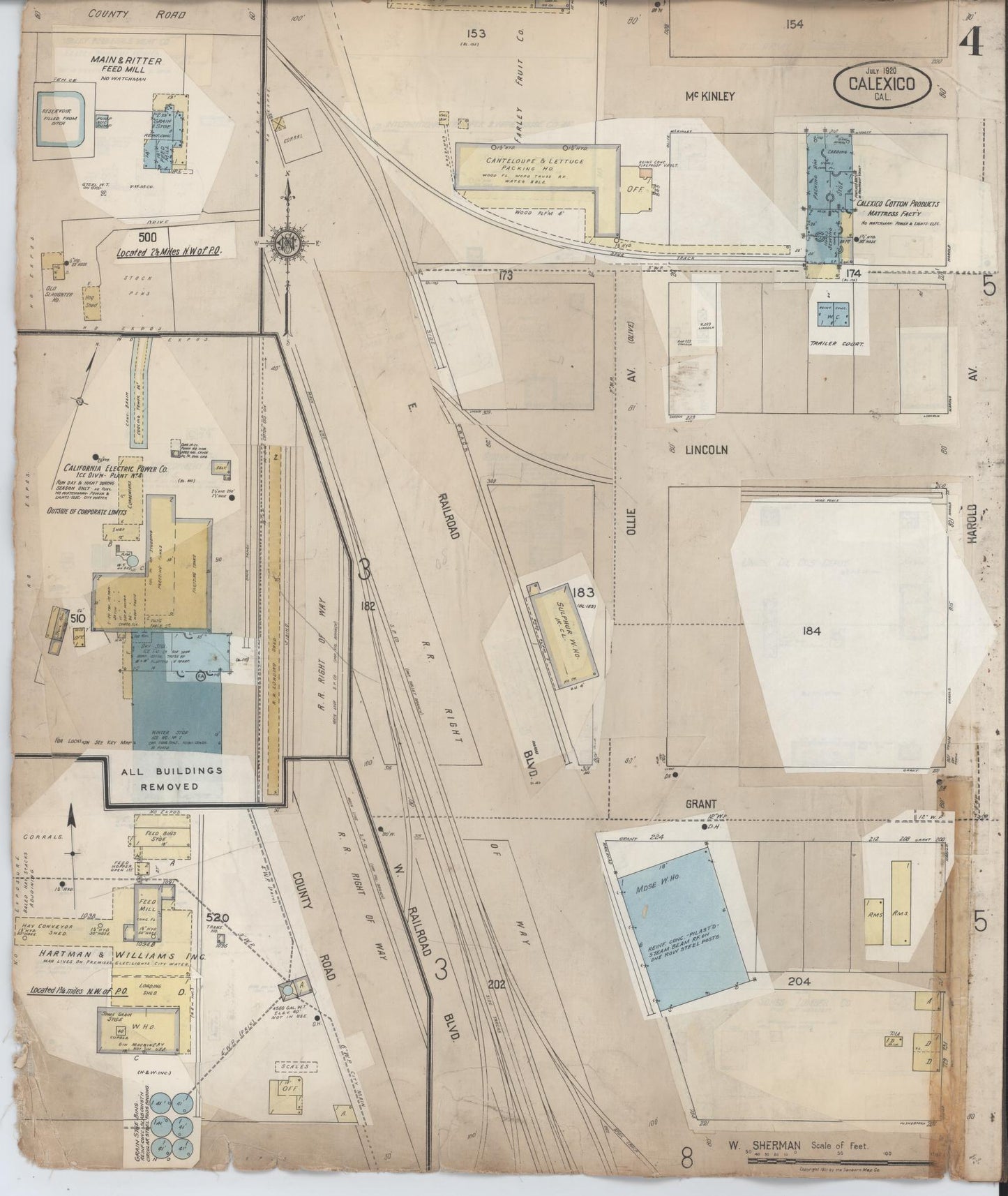Sanborn Fire Insurance Map from Calexico, Imperial County, California (1956), Sheet #0004 - Historic Sanborn Fire Insurance Map Print, vintage old map wall art, antique decor, genealogy gift, California California map