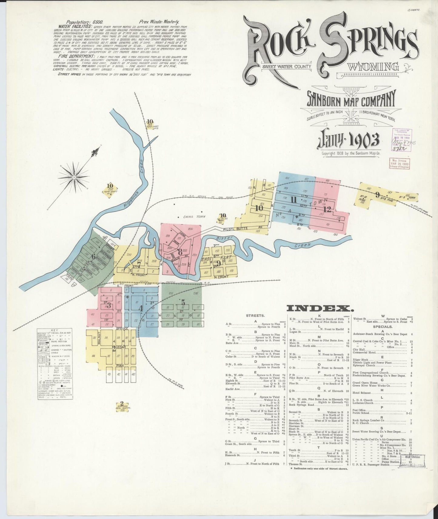 Sanborn Fire Insurance Map from Rock Springs, Sweetwater County, Wyoming. (1903) – Historic Sanborn Fire Insurance Map Print