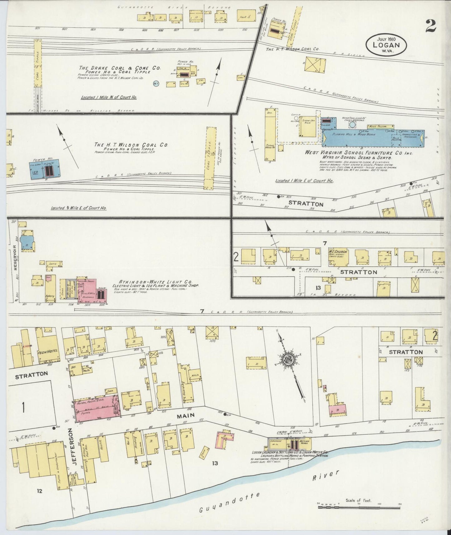 Sanborn Fire Insurance Map from Logan, Logan County, West Virginia (1910), Sheet #0002 - Historic Sanborn Fire Insurance Map Print, vintage old map wall art, antique decor, genealogy gift, West Virginia West Virginia map