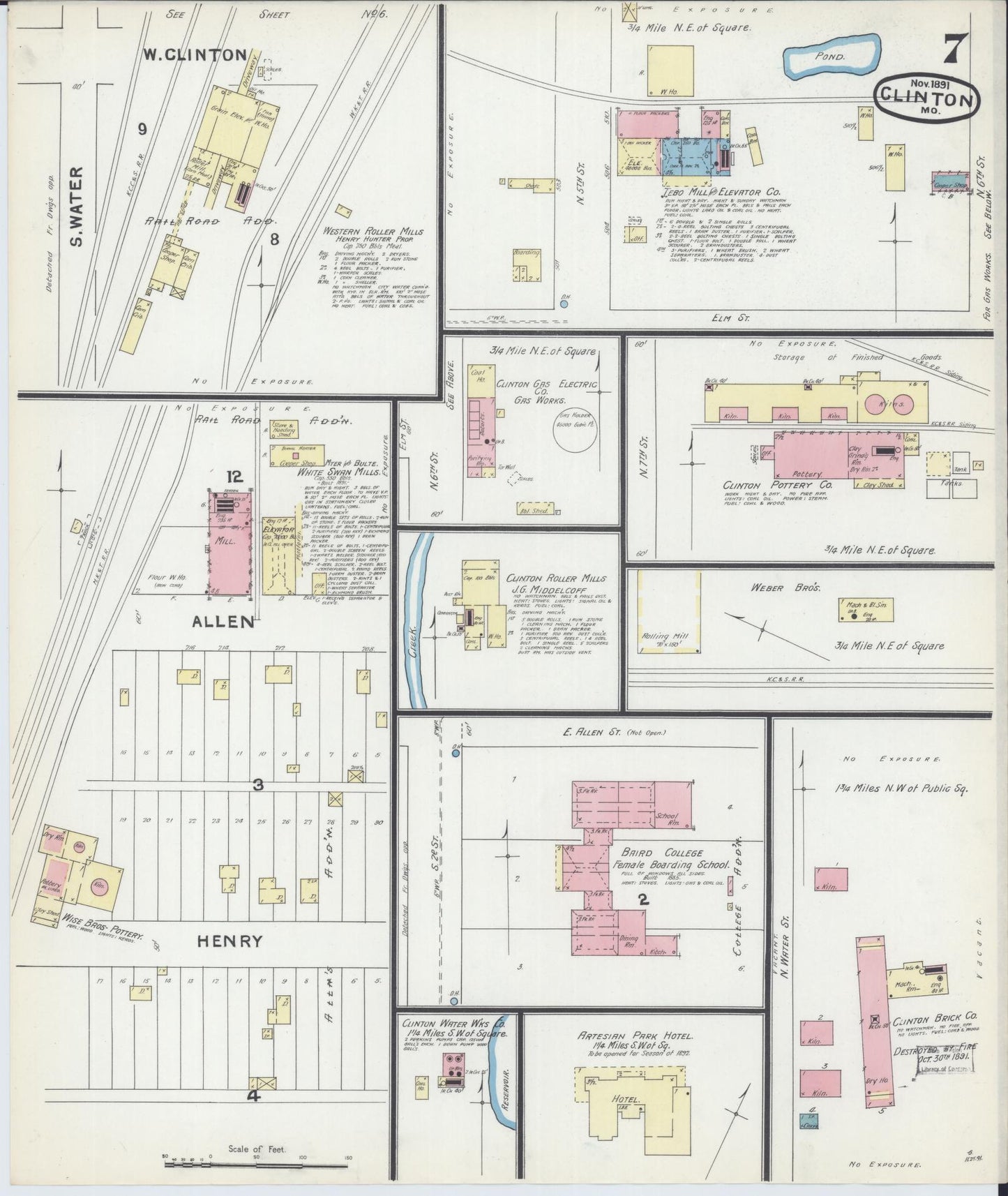 Sanborn Fire Insurance Map from Clinton, Henry County, Missouri (1891), Sheet #0007 - Complete Map Set gallery image, historic Sanborn map, vintage wall art, Missouri Missouri