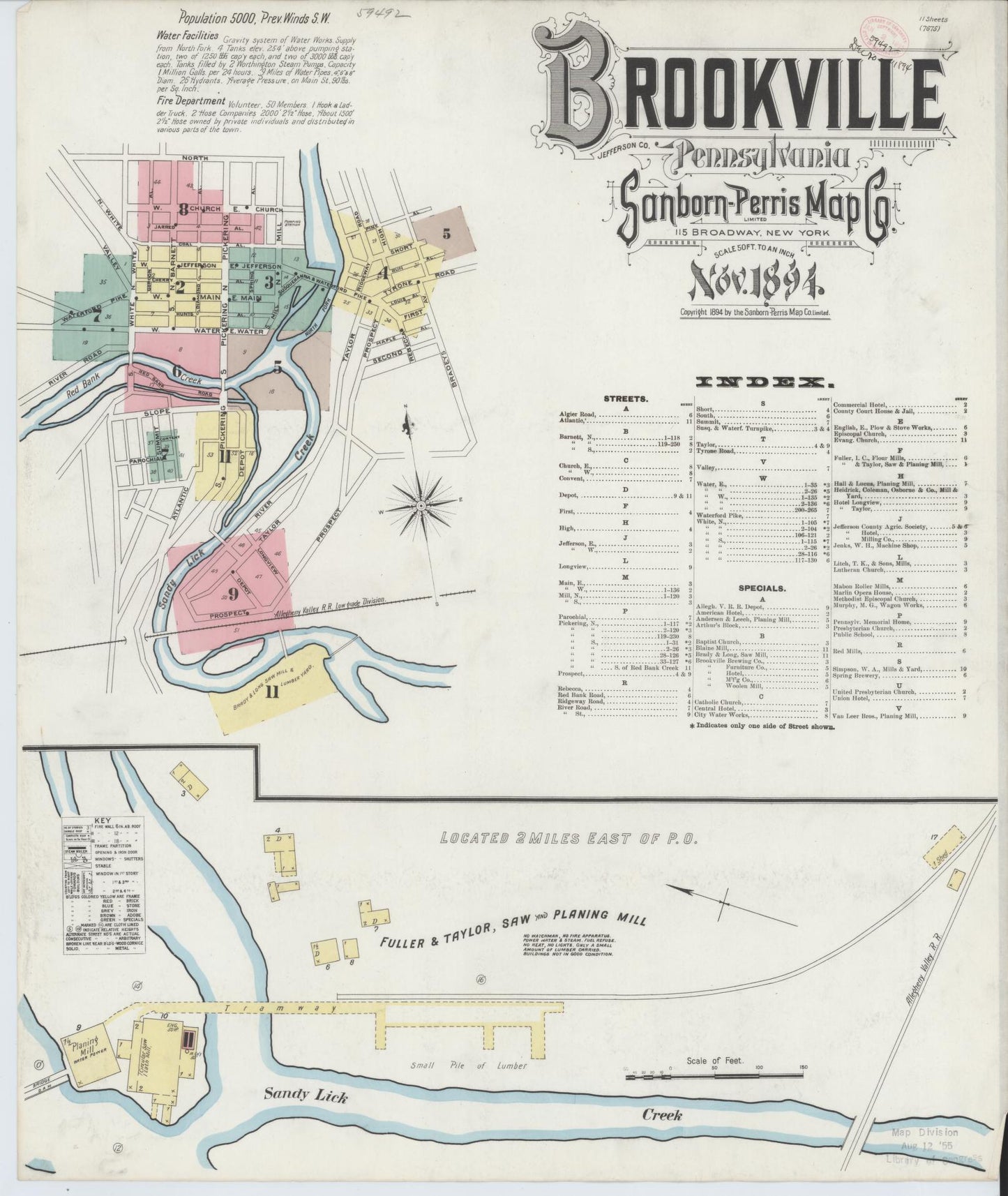 Sanborn Fire Insurance Map from Brookville, Jefferson County, Pennsylvania (1894), Sheet #0001 - Historic Sanborn Fire Insurance Map Print, vintage old map wall art, antique decor, genealogy gift, Pennsylvania Pennsylvania map