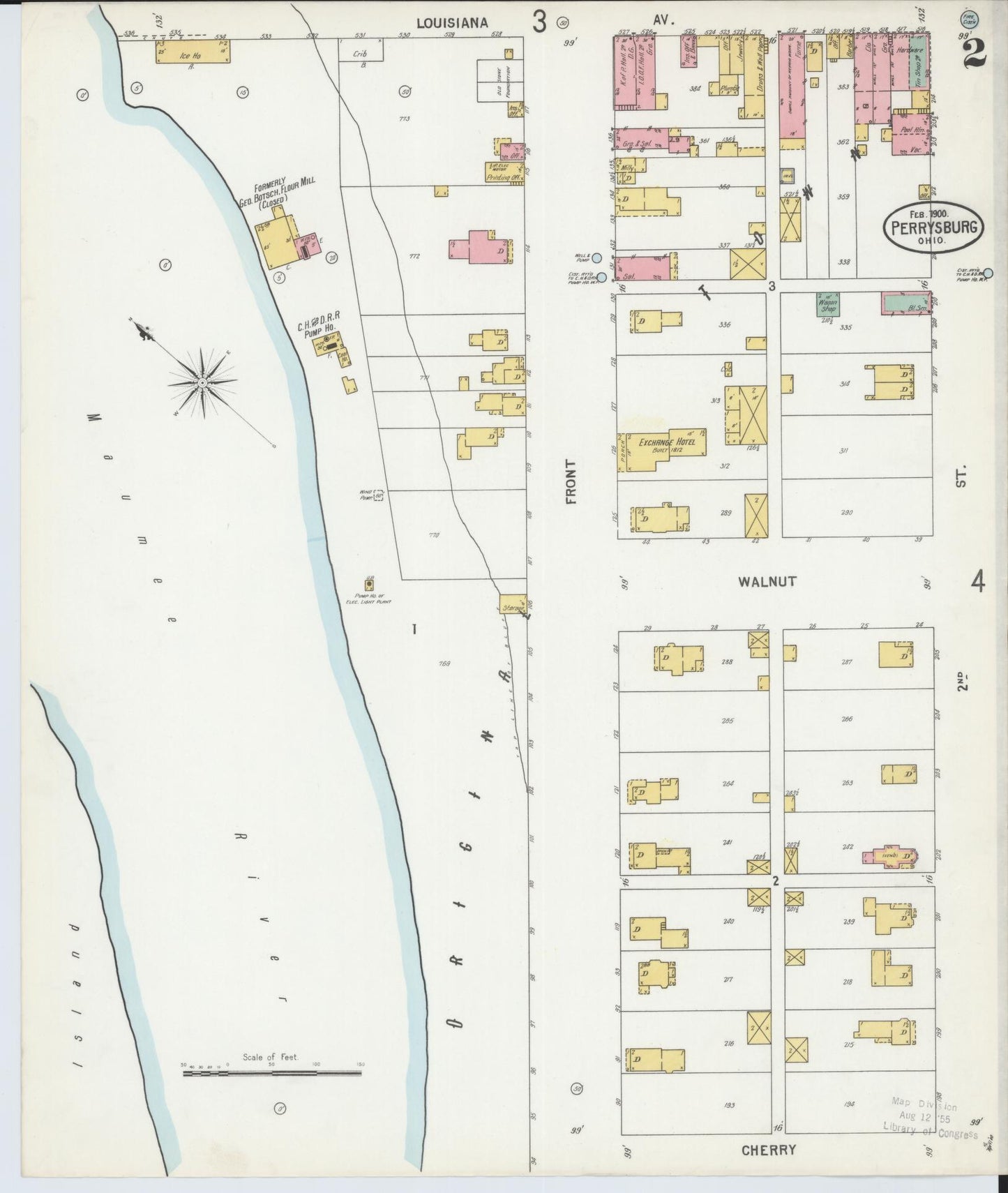 Sanborn Fire Insurance Map from Perrysburg, Wood County, Ohio (1900), Sheet #0002 - Historic Sanborn Fire Insurance Map Print, vintage old map wall art, antique decor, genealogy gift, Ohio Ohio map