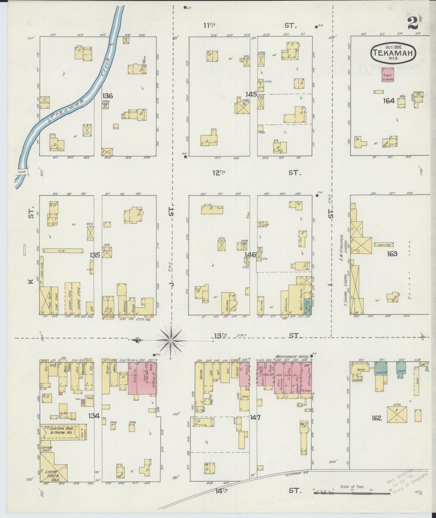 Sanborn Fire Insurance Map from Tekamah, Burt County, Nebraska (1892), Sheet #0002 - Complete Map Set gallery image, historic Sanborn map, vintage wall art, Nebraska Nebraska
