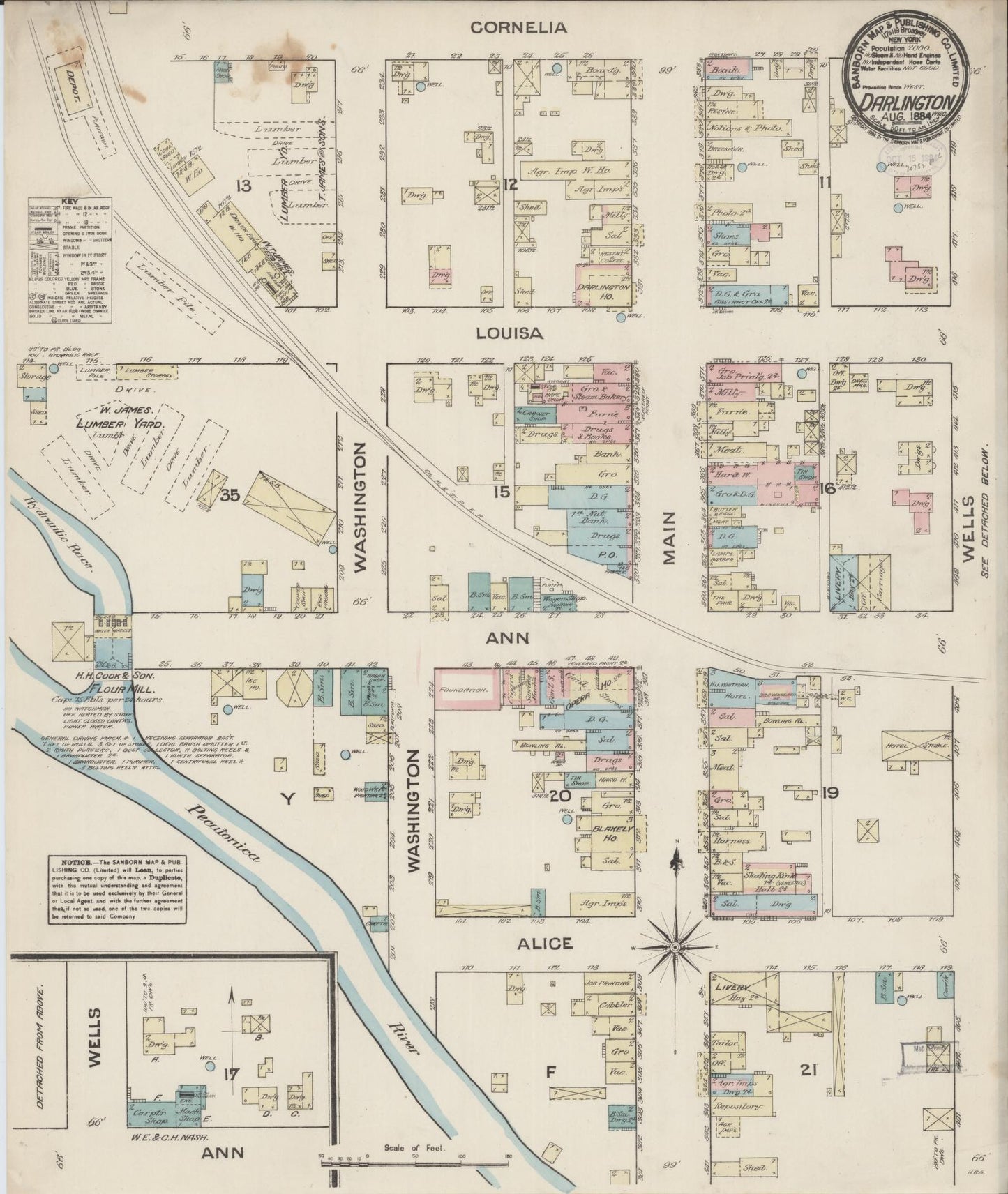 Sanborn Fire Insurance Map from Darlington, Lafayette County, Wisconsin (1884), Sheet #0001 - Historic Sanborn Fire Insurance Map Print, vintage old map wall art, antique decor, genealogy gift, Wisconsin Wisconsin map