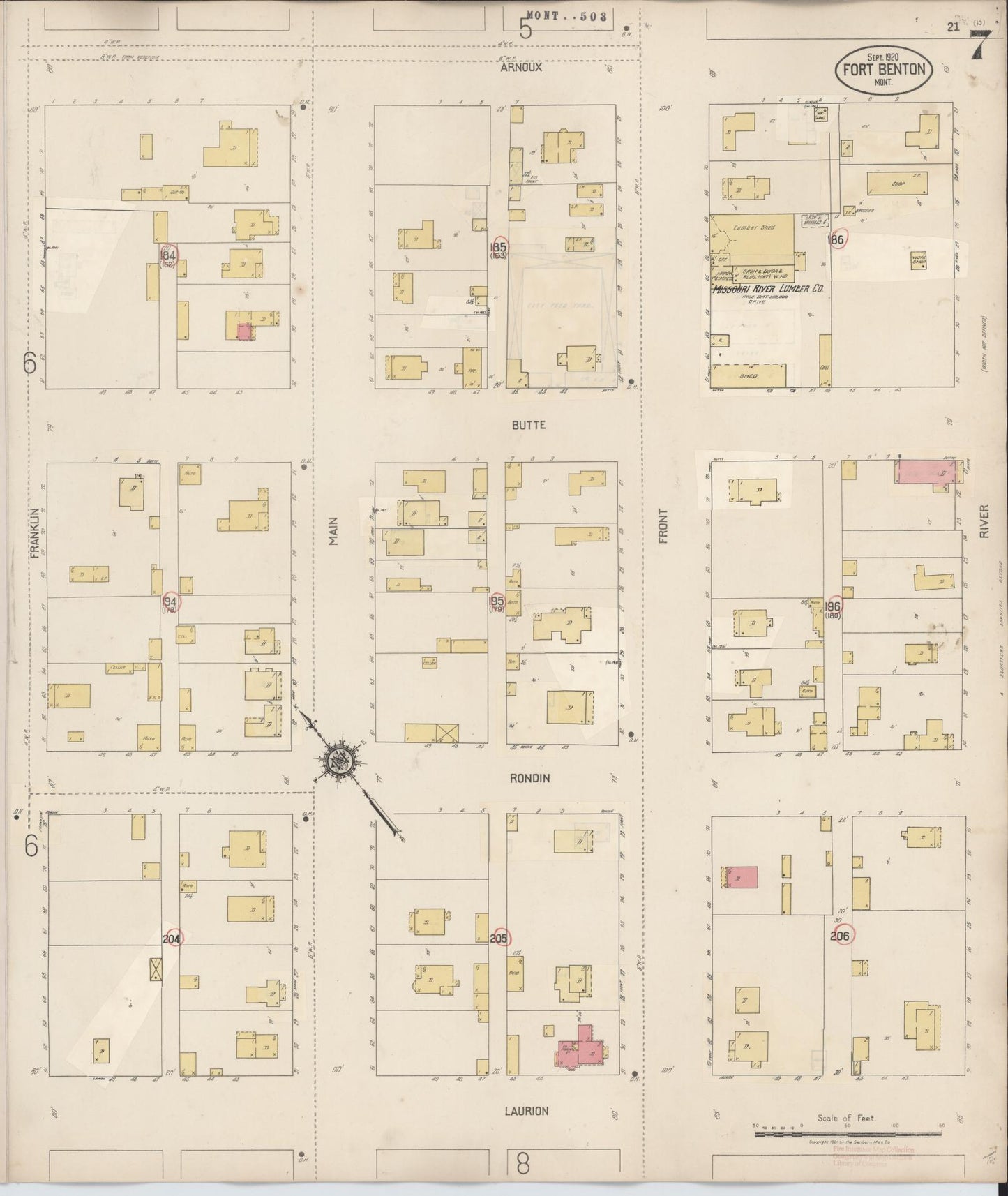 Sanborn Fire Insurance Map from Fort Benton, Chouteau County, Montana (1939), Sheet #0007 - Historic Sanborn Fire Insurance Map Print, vintage old map wall art, antique decor, genealogy gift, Montana Montana map