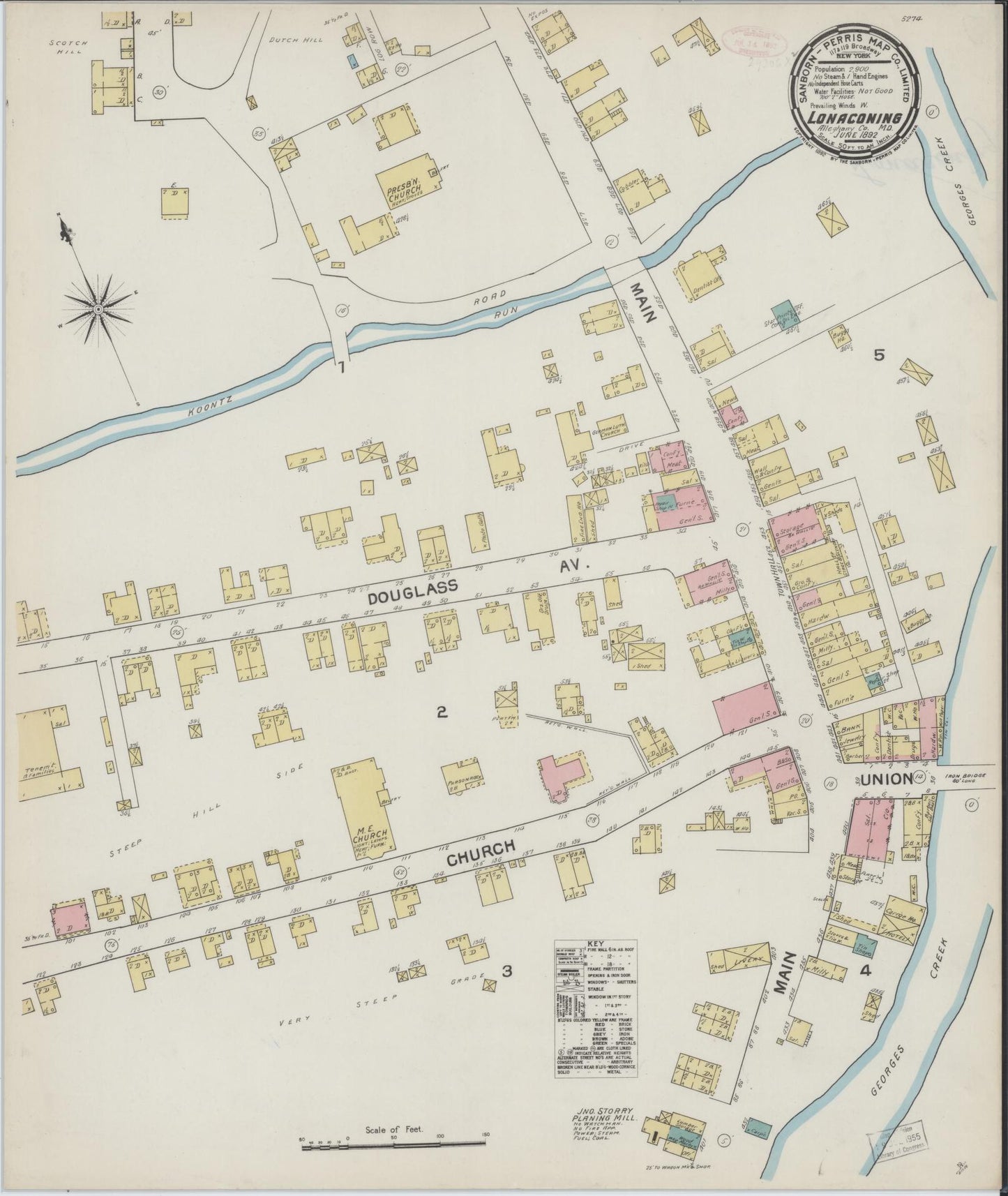 Sanborn Fire Insurance Map from Lonaconing, Allegany County, Maryland. (1892) – Historic Sanborn Fire Insurance Map Print