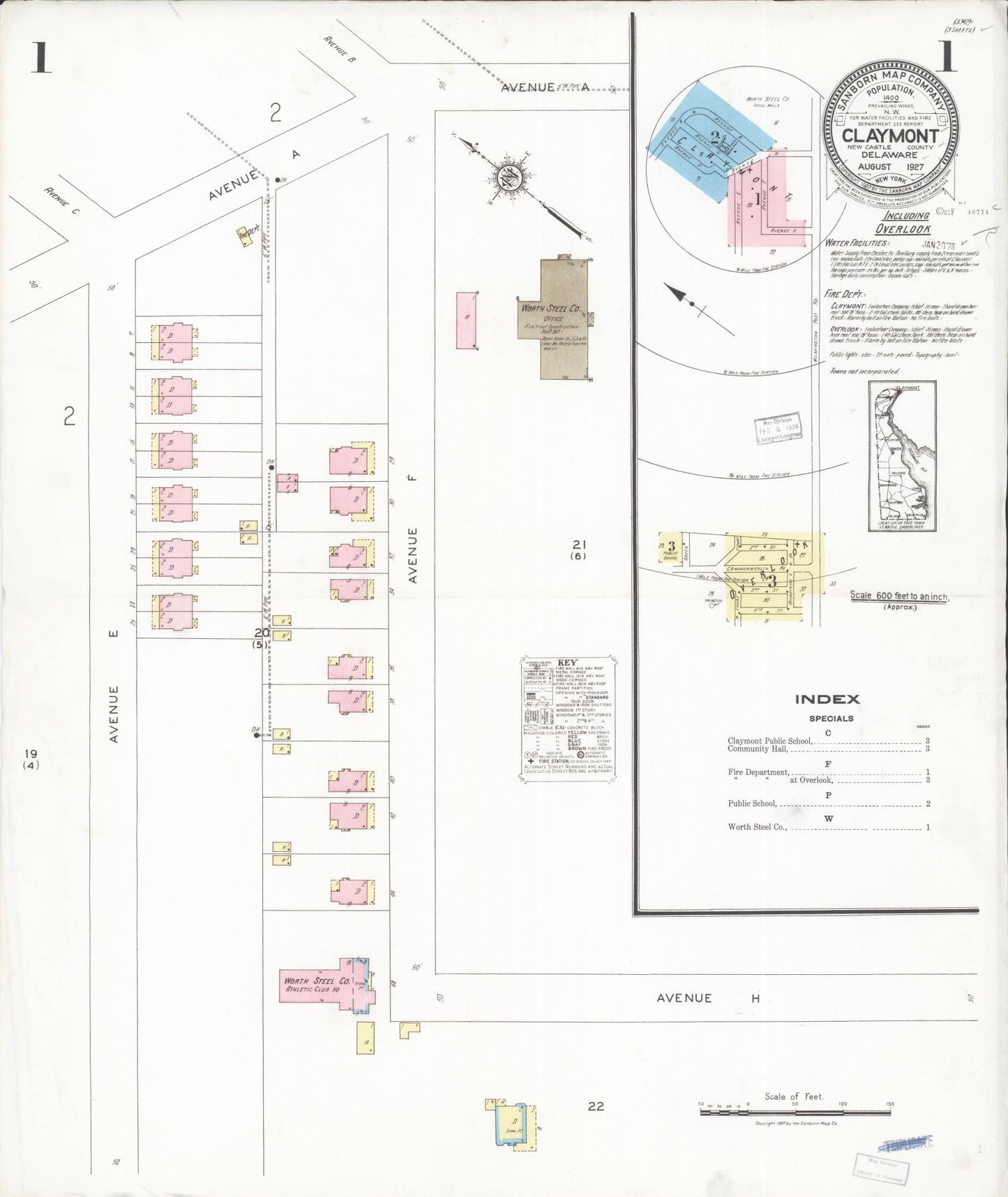 Sanborn Fire Insurance Map from Claymont, New Castle County, Delaware. (1927) – Historic Sanborn Fire Insurance Map Print