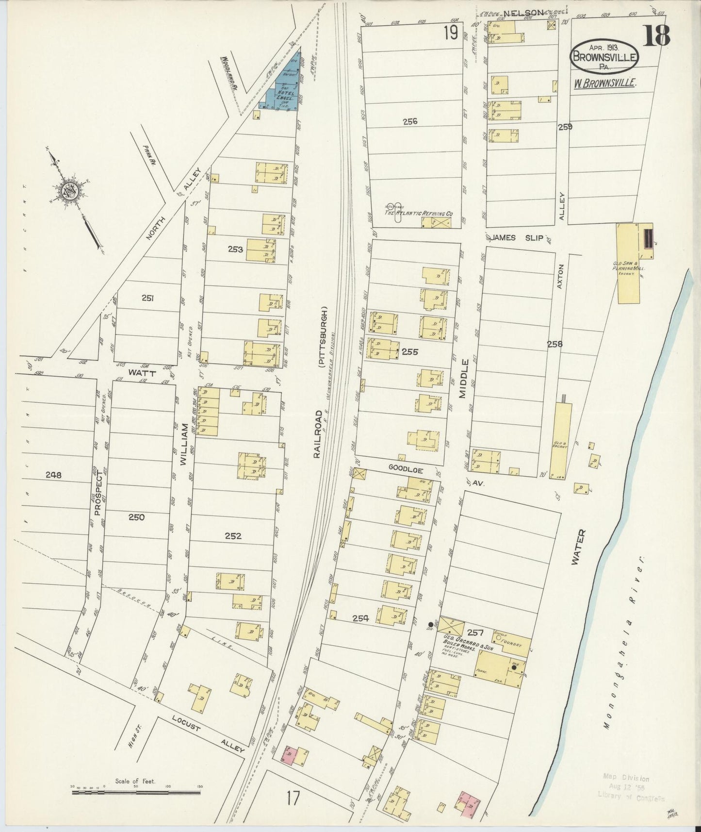 Sanborn Fire Insurance Map from Brownsville, Fayette County, Pennsylvania (1913), Sheet #0018 - Historic Sanborn Fire Insurance Map Print, vintage old map wall art, antique decor, genealogy gift, Pennsylvania Pennsylvania map