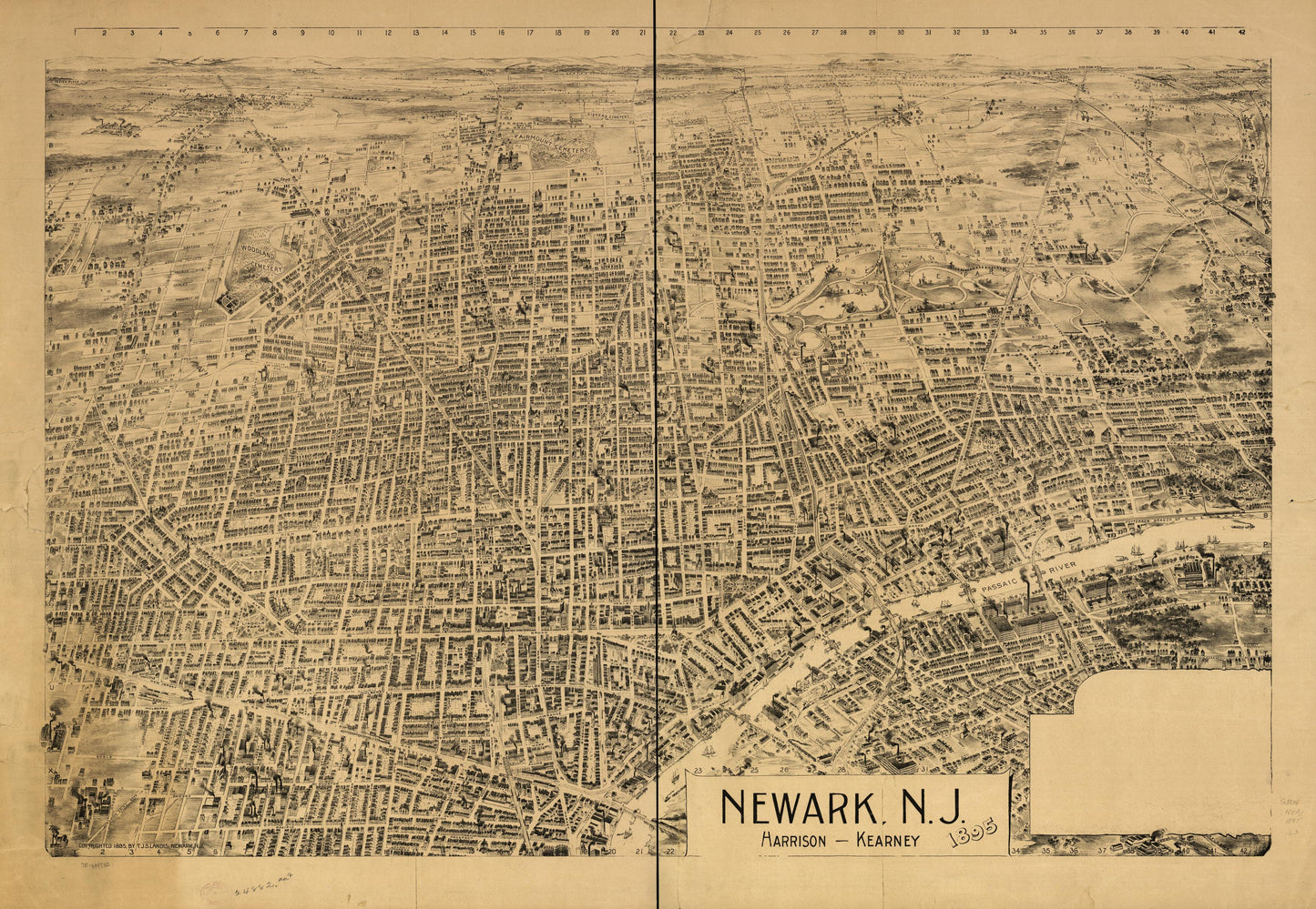 Newark, N.J., Harrison-Kearney 1895. (1895) – Historic Bird’s-Eye View Panorama Print