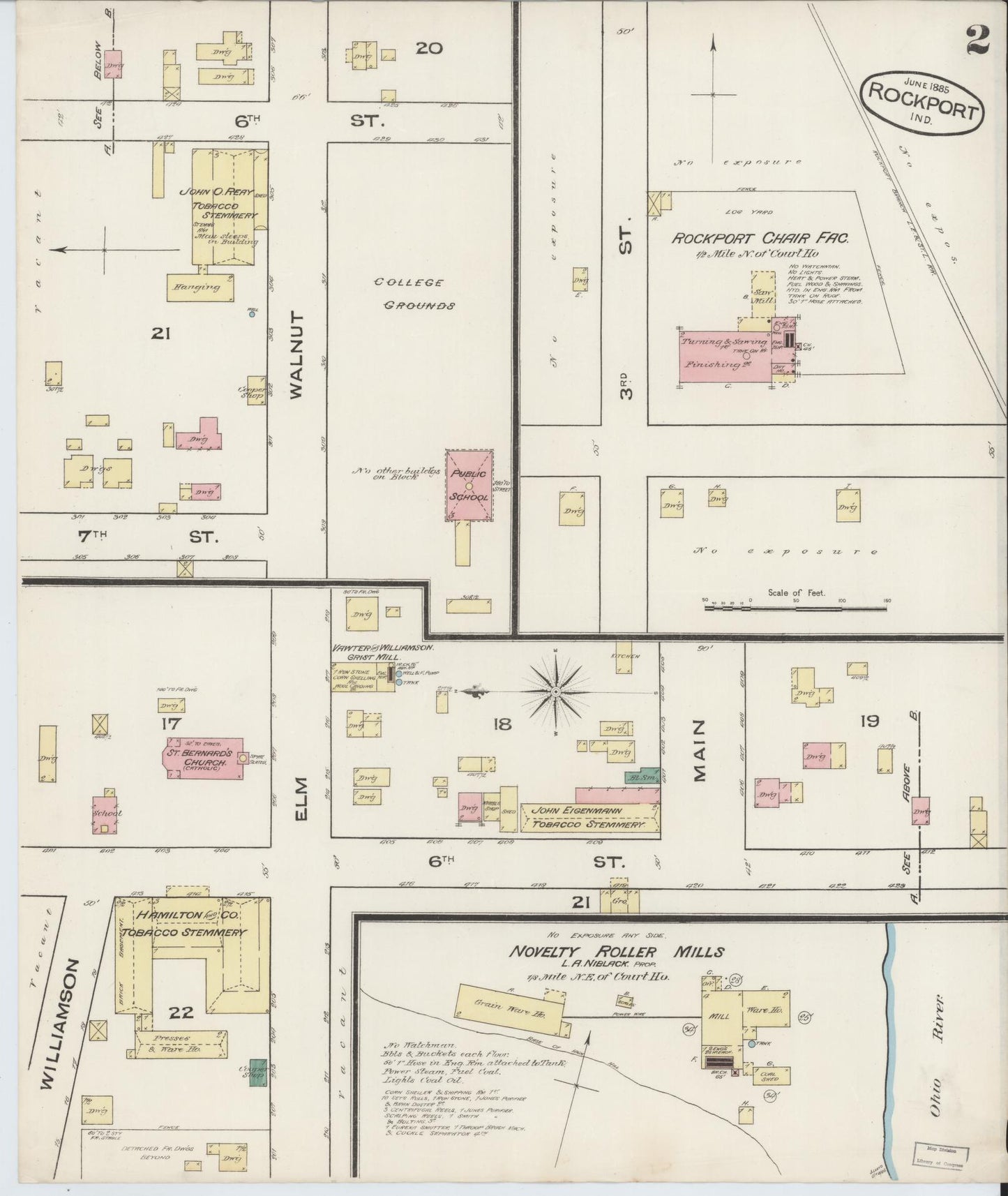 Sanborn Fire Insurance Map from Rockport, Spencer County, Indiana (1885), Sheet #0002 - Complete Map Set gallery image, historic Sanborn map, vintage wall art, Indiana Indiana