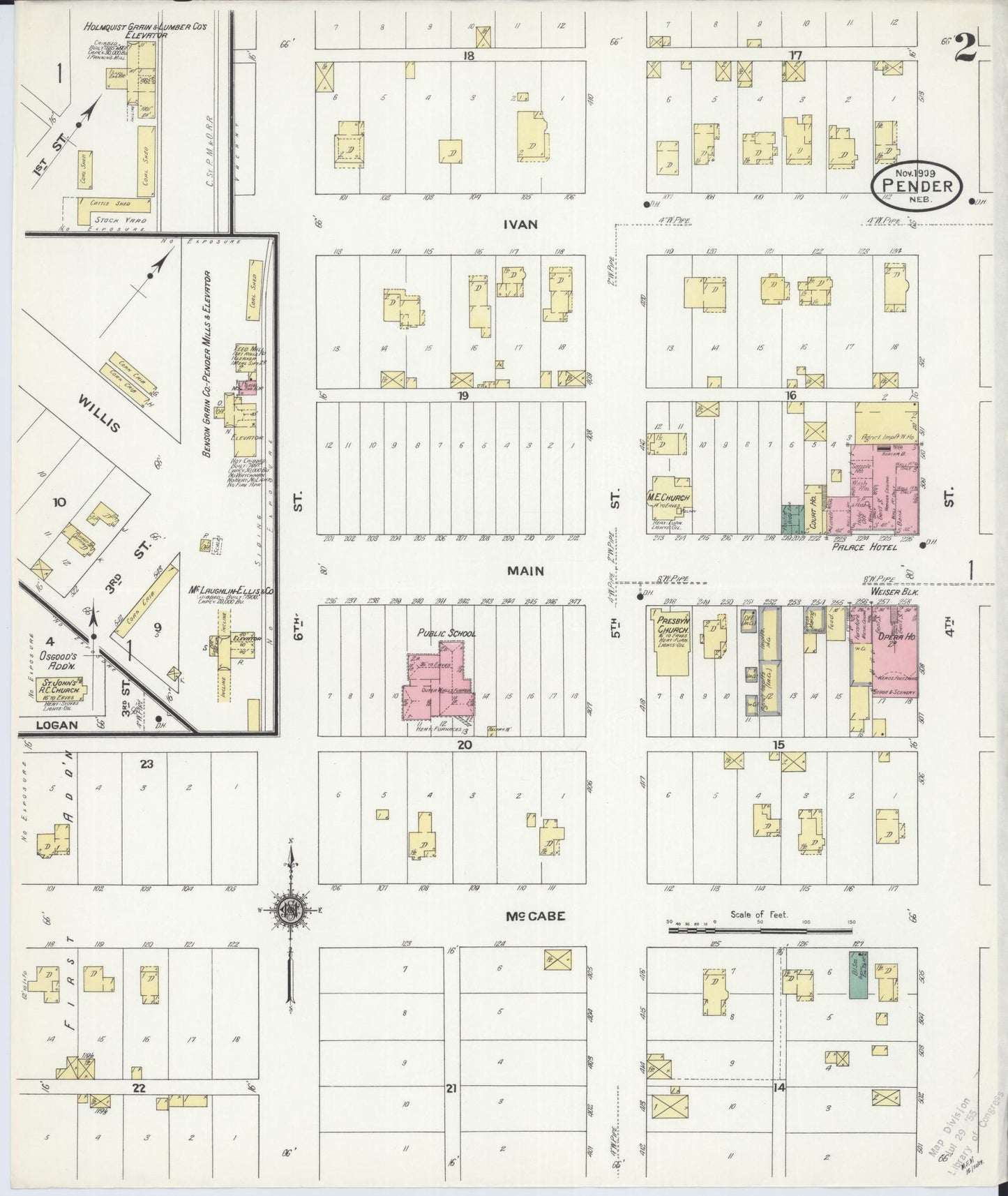 Sanborn Fire Insurance Map from Pender, Thurston County, Nebraska (1909), Sheet #0002 - Historic Sanborn Fire Insurance Map Print, vintage old map wall art, antique decor, genealogy gift, Nebraska Nebraska map