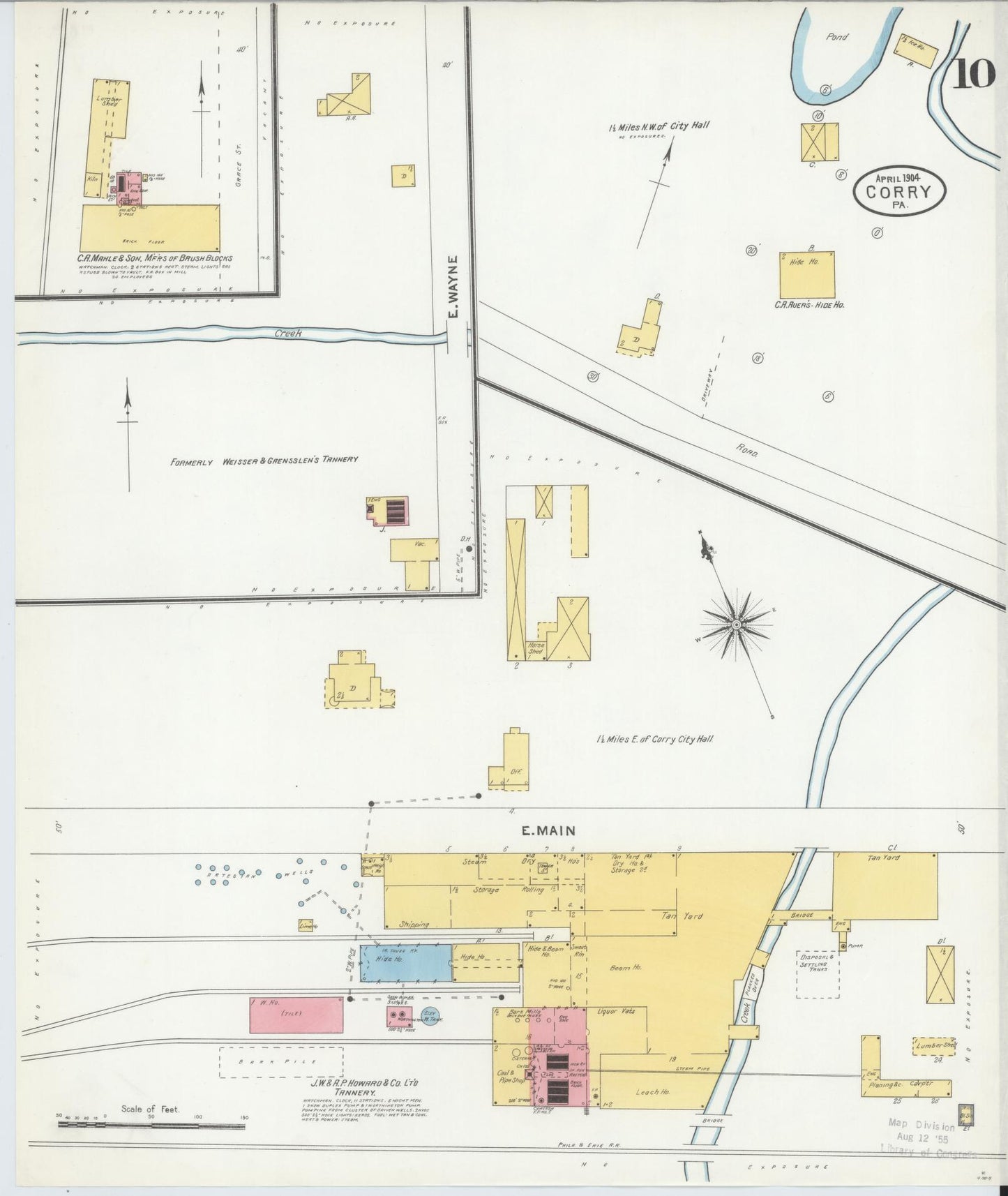 Sanborn Fire Insurance Map from Corry, Erie County, Pennsylvania (1904), Sheet #0010 - Historic Sanborn Fire Insurance Map Print, vintage old map wall art, antique decor, genealogy gift, Pennsylvania Pennsylvania map