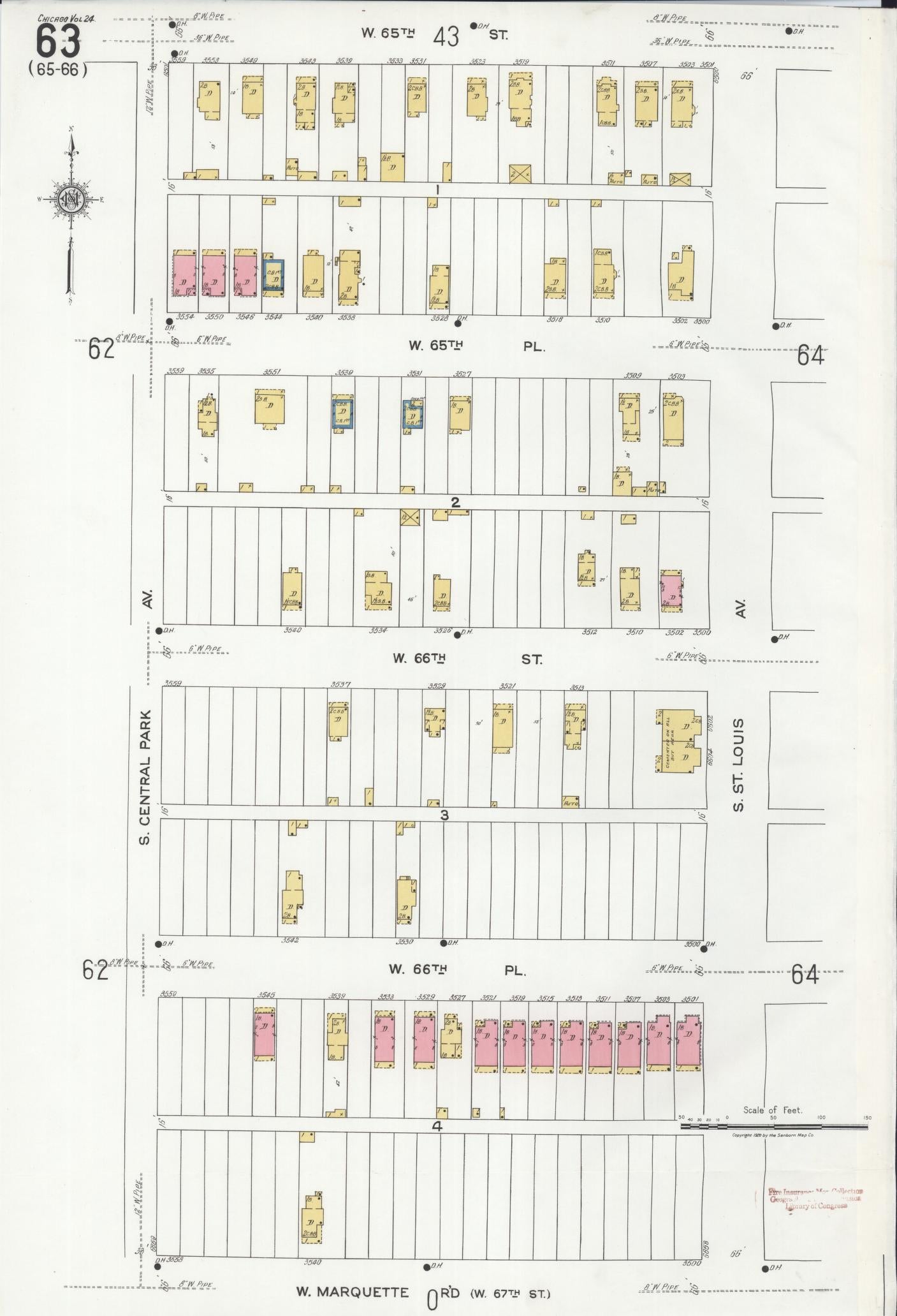 Sanborn Fire Insurance Map from Chicago, Cook County, Illinois. (1920), Sheet 63 – Historic Sanborn Fire Insurance Map Print