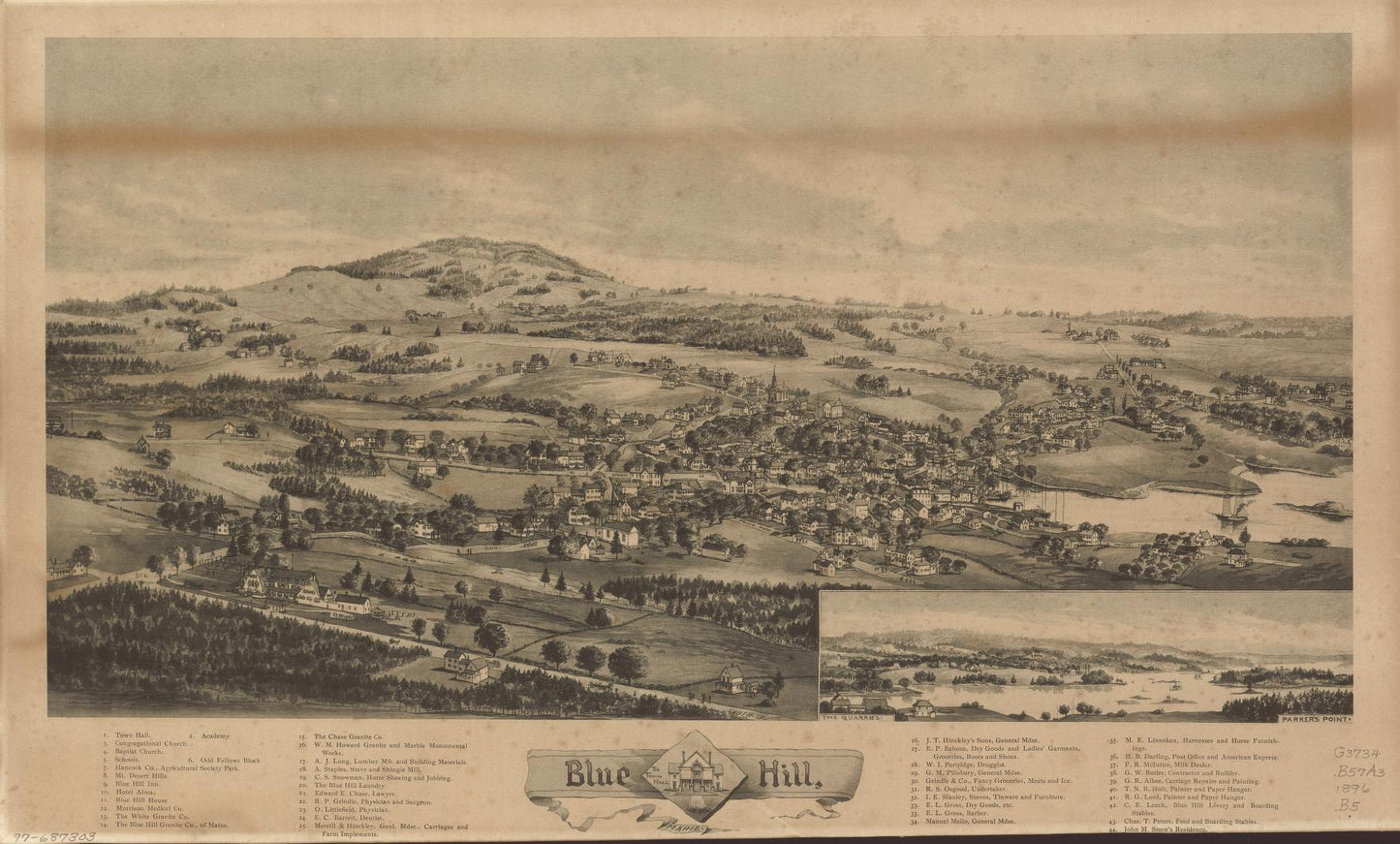 Blue Hill, Maine, 1896. (1896) – Historic Bird’s-Eye View Panorama Print