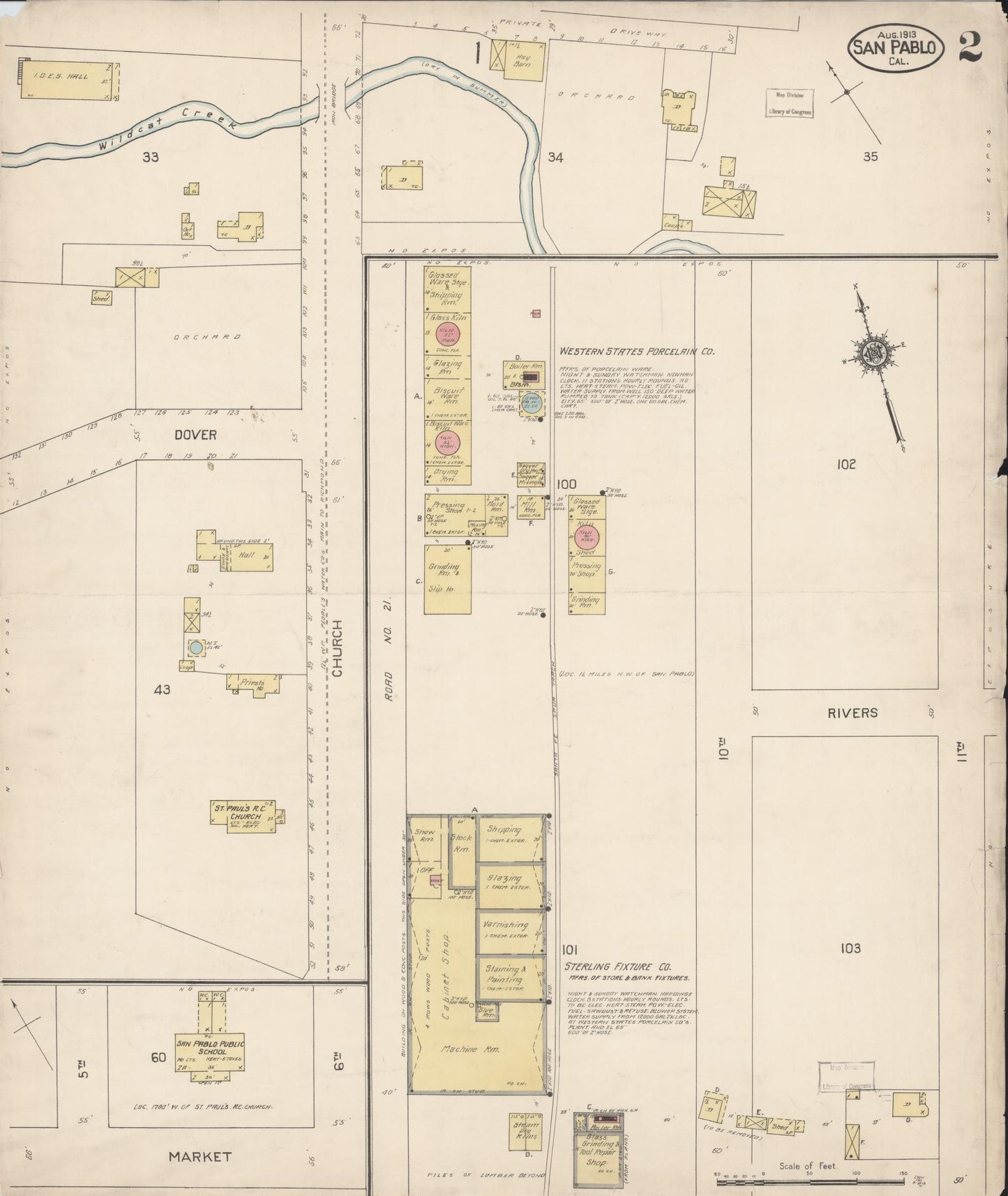 Sanborn Fire Insurance Map from San Pablo, Contra Casta County, California (1913), Sheet #0002 - Complete Map Set gallery image, historic Sanborn map, vintage wall art, California California