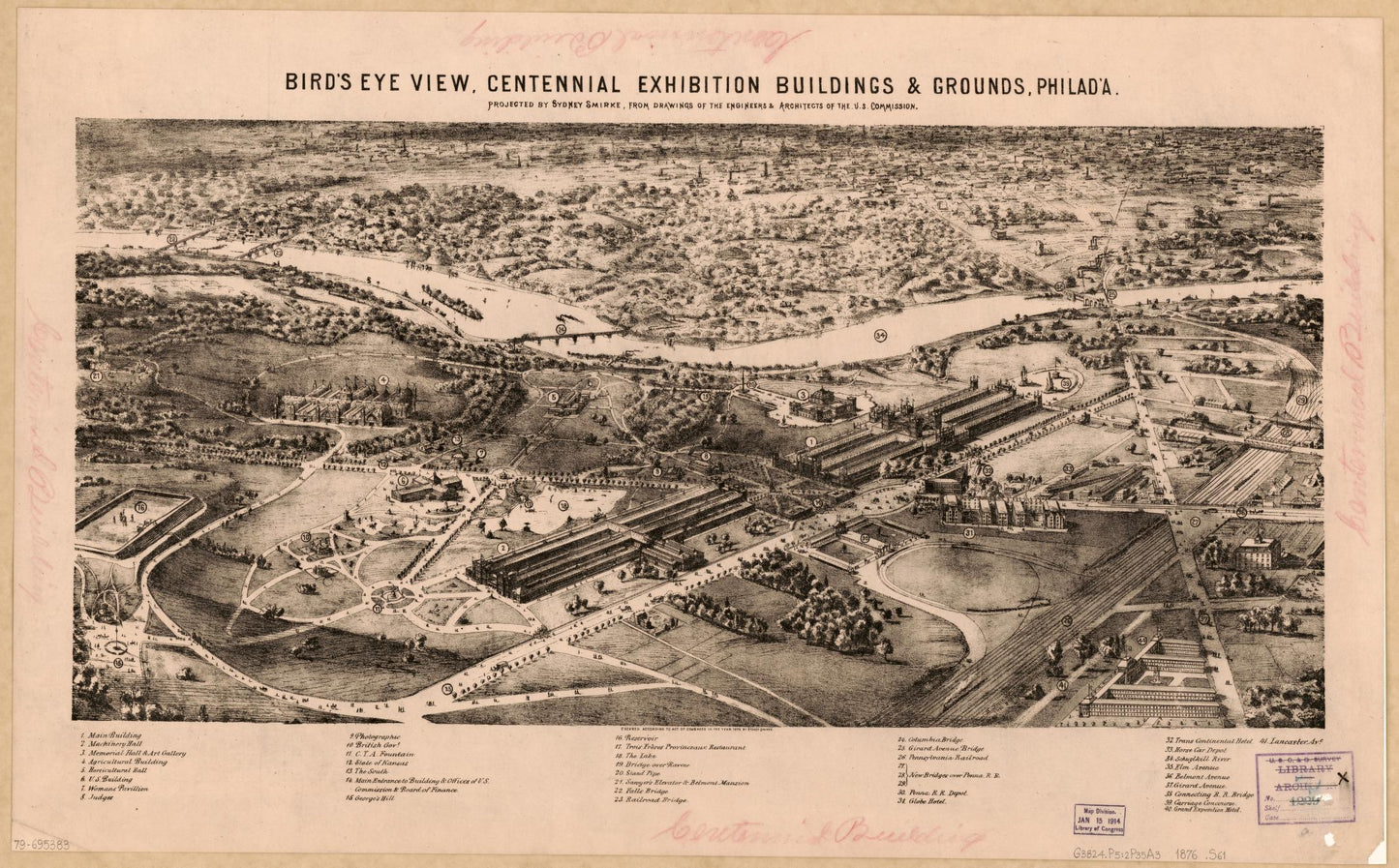 Bird's eye view, centennial exhibition buildings & grounds, Philad'a (1875) – Historic Bird’s-Eye View Panorama Print