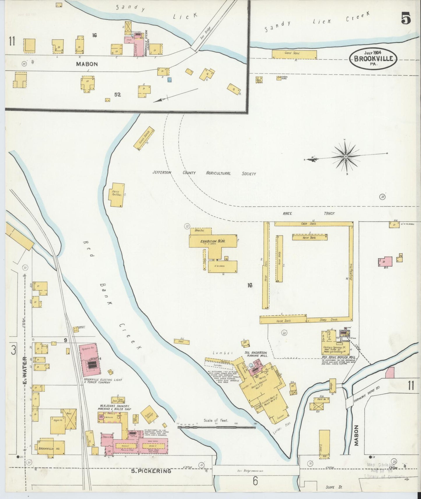 Sanborn Fire Insurance Map from Brookville, Jefferson County, Pennsylvania (1904), Sheet #0005 - Historic Sanborn Fire Insurance Map Print, vintage old map wall art, antique decor, genealogy gift, Pennsylvania Pennsylvania map