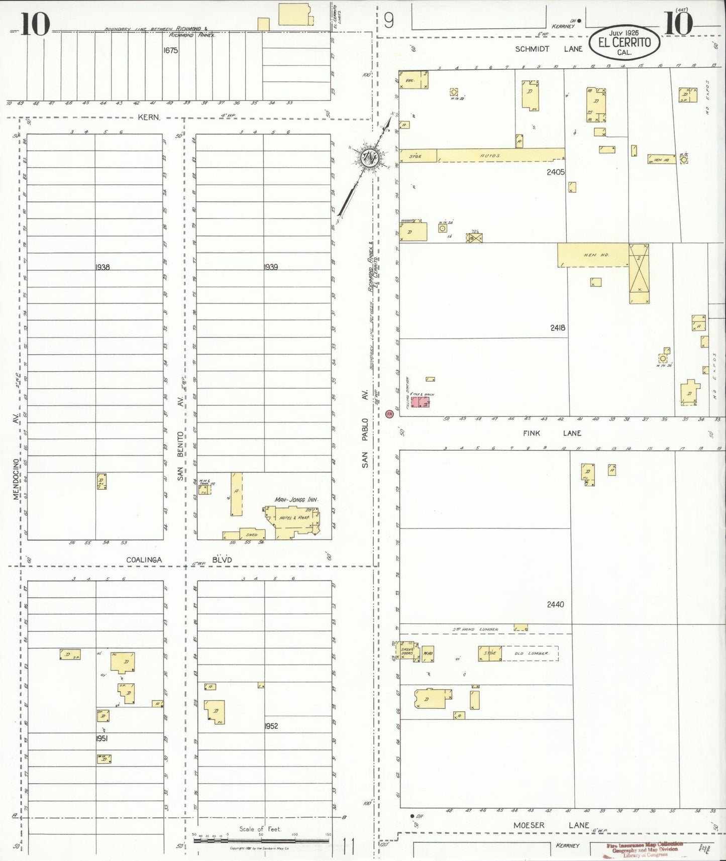 Sanborn Fire Insurance Map from El Cerrito, Contra Costa County, California (1926), Sheet #0010 - Historic Sanborn Fire Insurance Map Print, vintage old map wall art, antique decor, genealogy gift, California California map